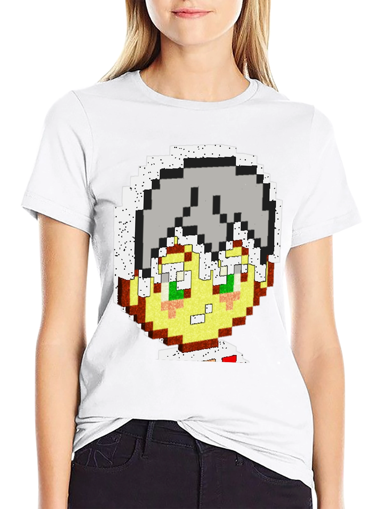 Black Pixel Art Character Graphic Tee view 9