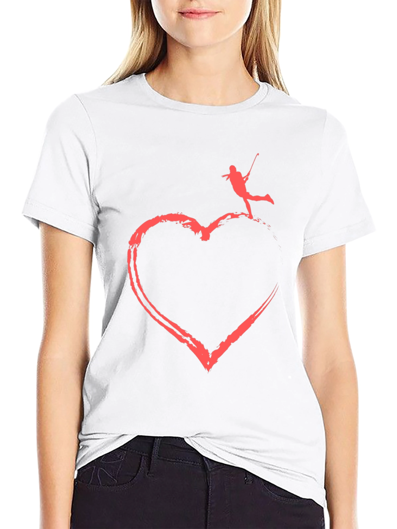 Black Golfer Heart Graphic Tee - Stylish Cotton T-Shirt view 9