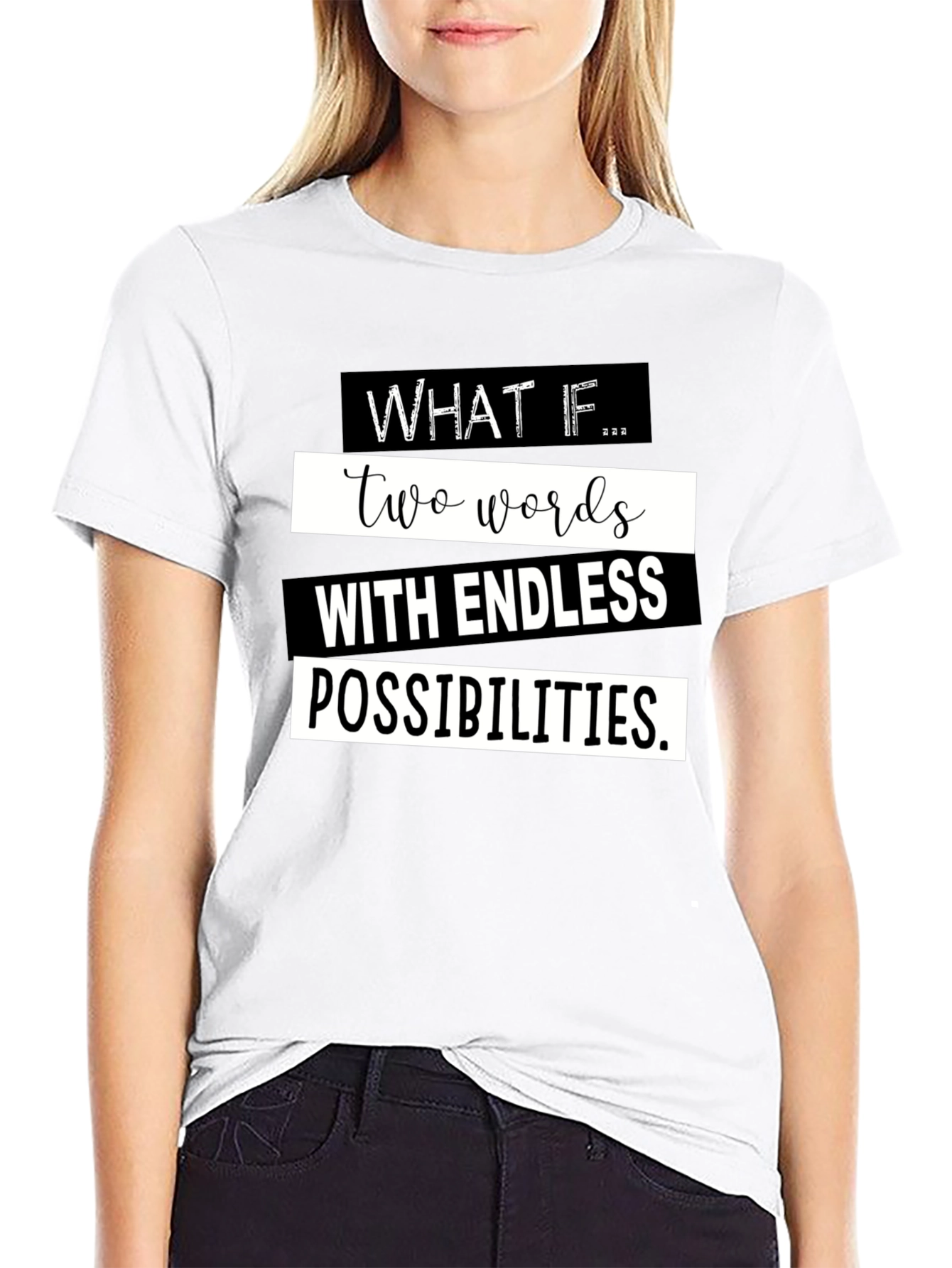 Black What If T-Shirt - Endless Possibilities Graphic Tee view 9