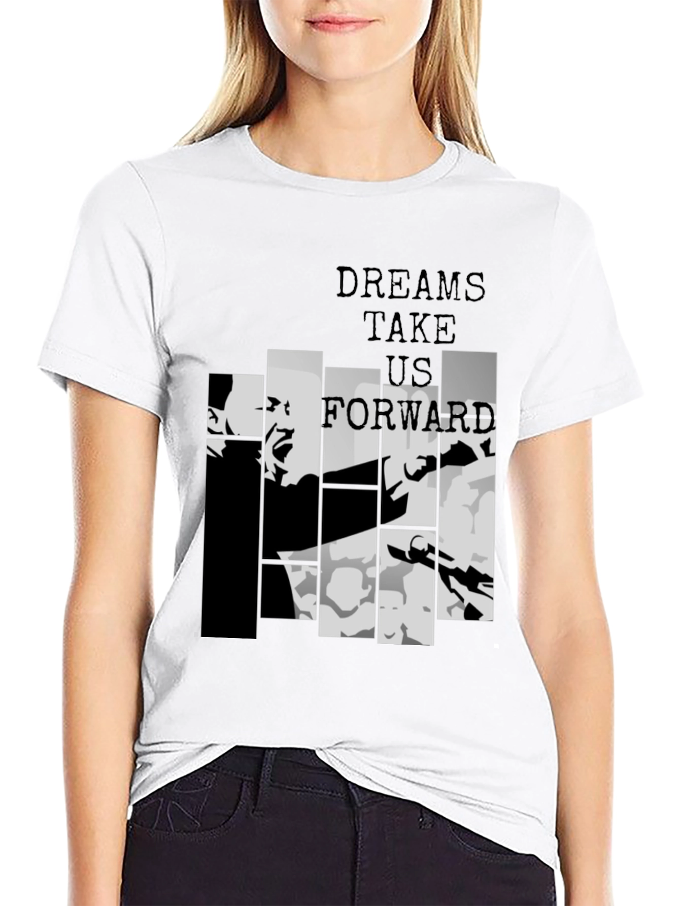 Dreams Take Us Forward Black Graphic Tee - 9