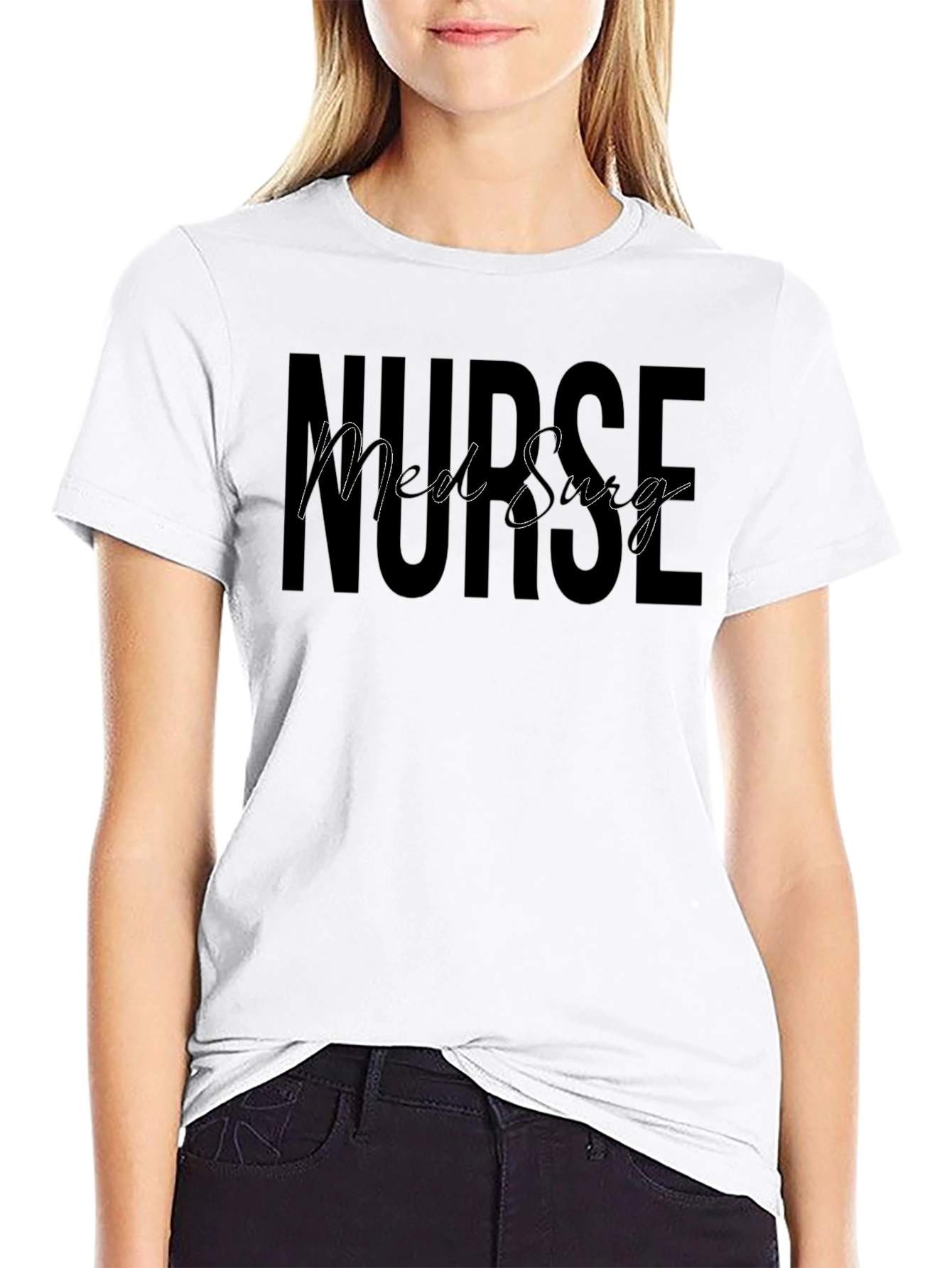 Black Med Surg Nurse Black T-Shirt view 9