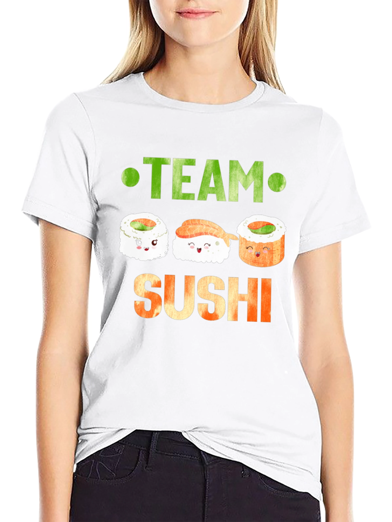 Black Team Sushi Graphic T-Shirt - Cute Sushi Lover Tee view 9