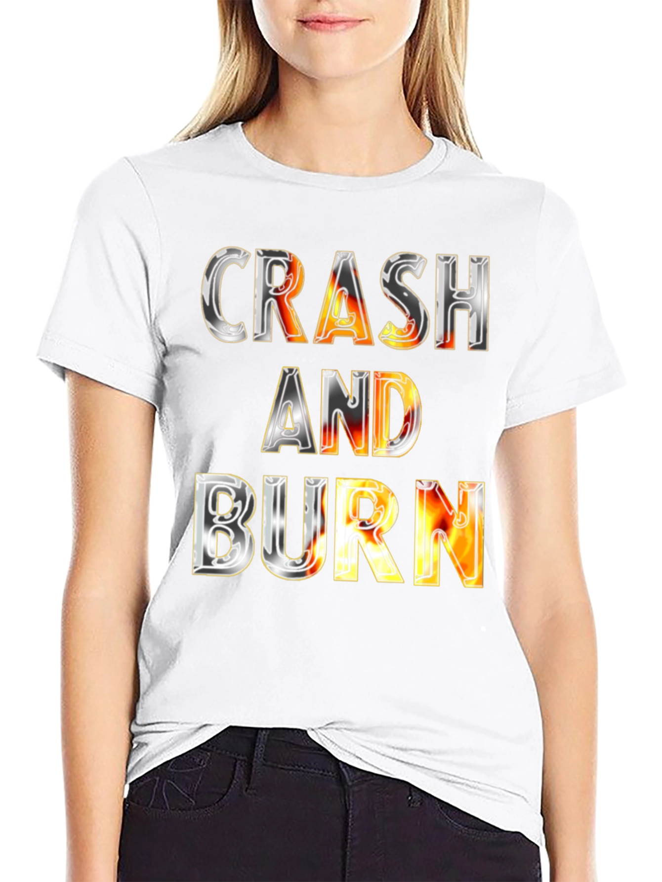 Black Crash and Burn Graphic Tee - Bold Statement T-Shirt view 9