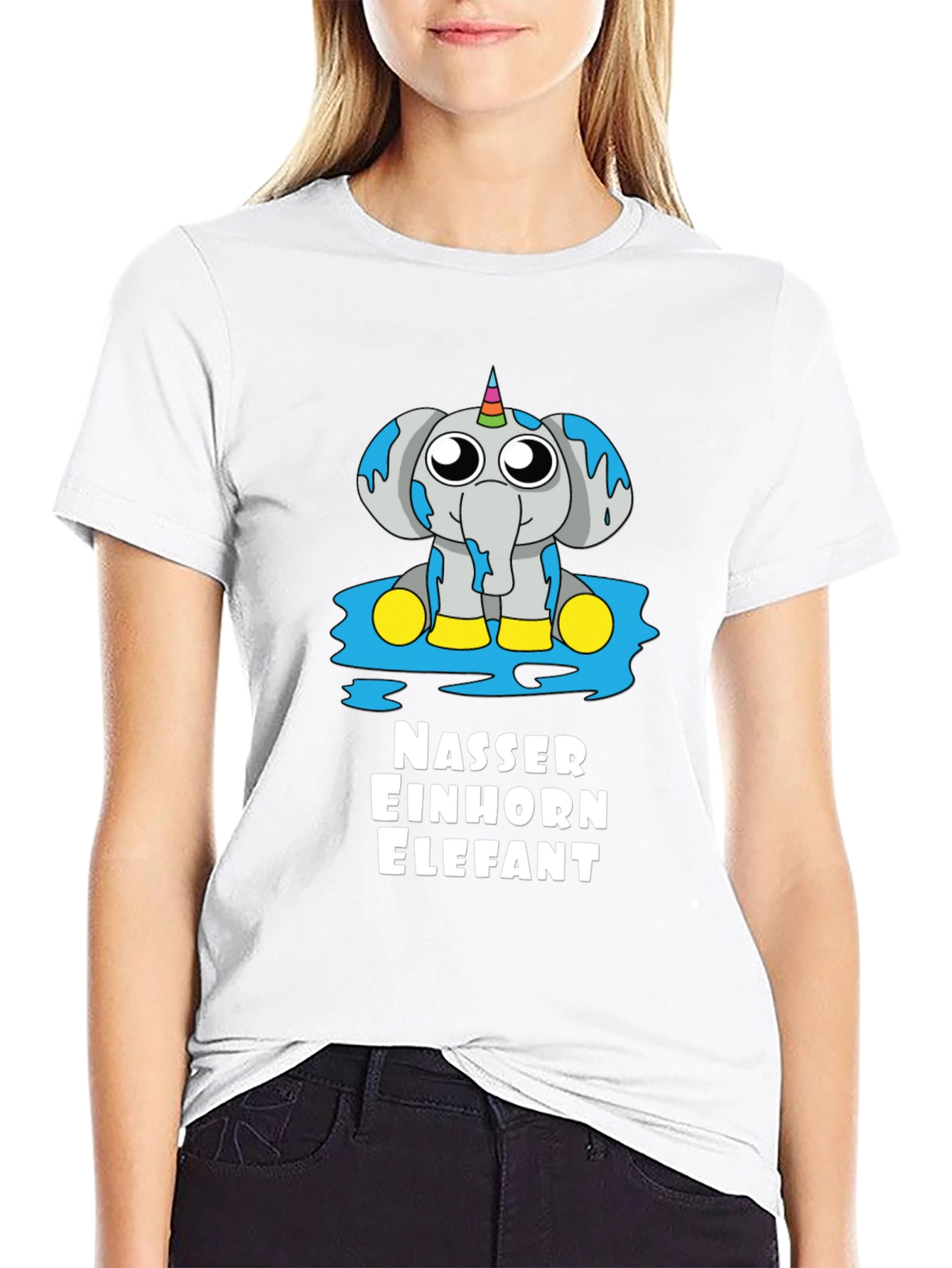 Black Funny Unicorn Elephant T-Shirt view 9
