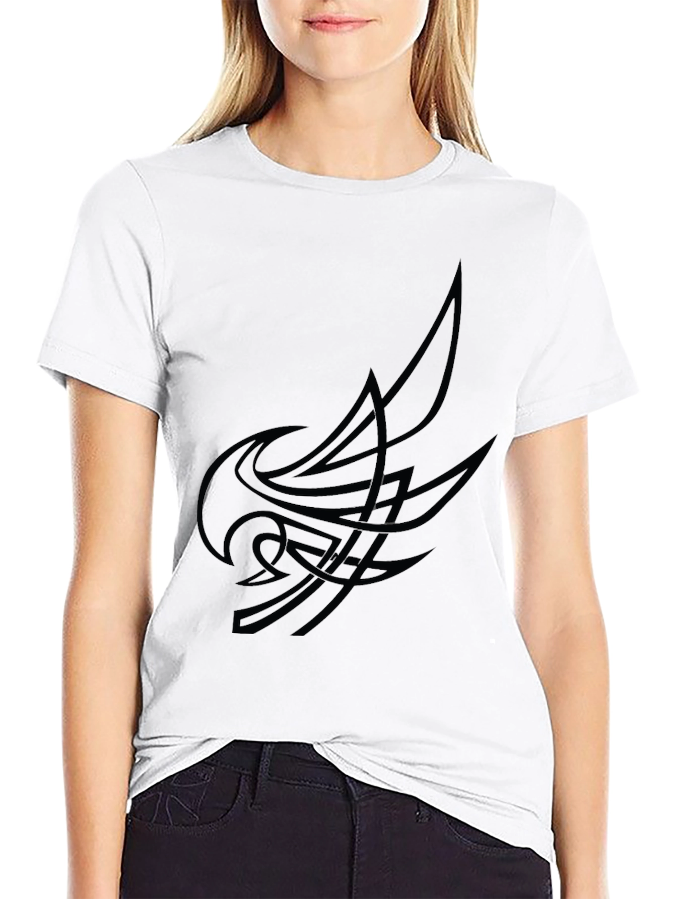 Black Black Tee with Abstract Graphic Print view 9