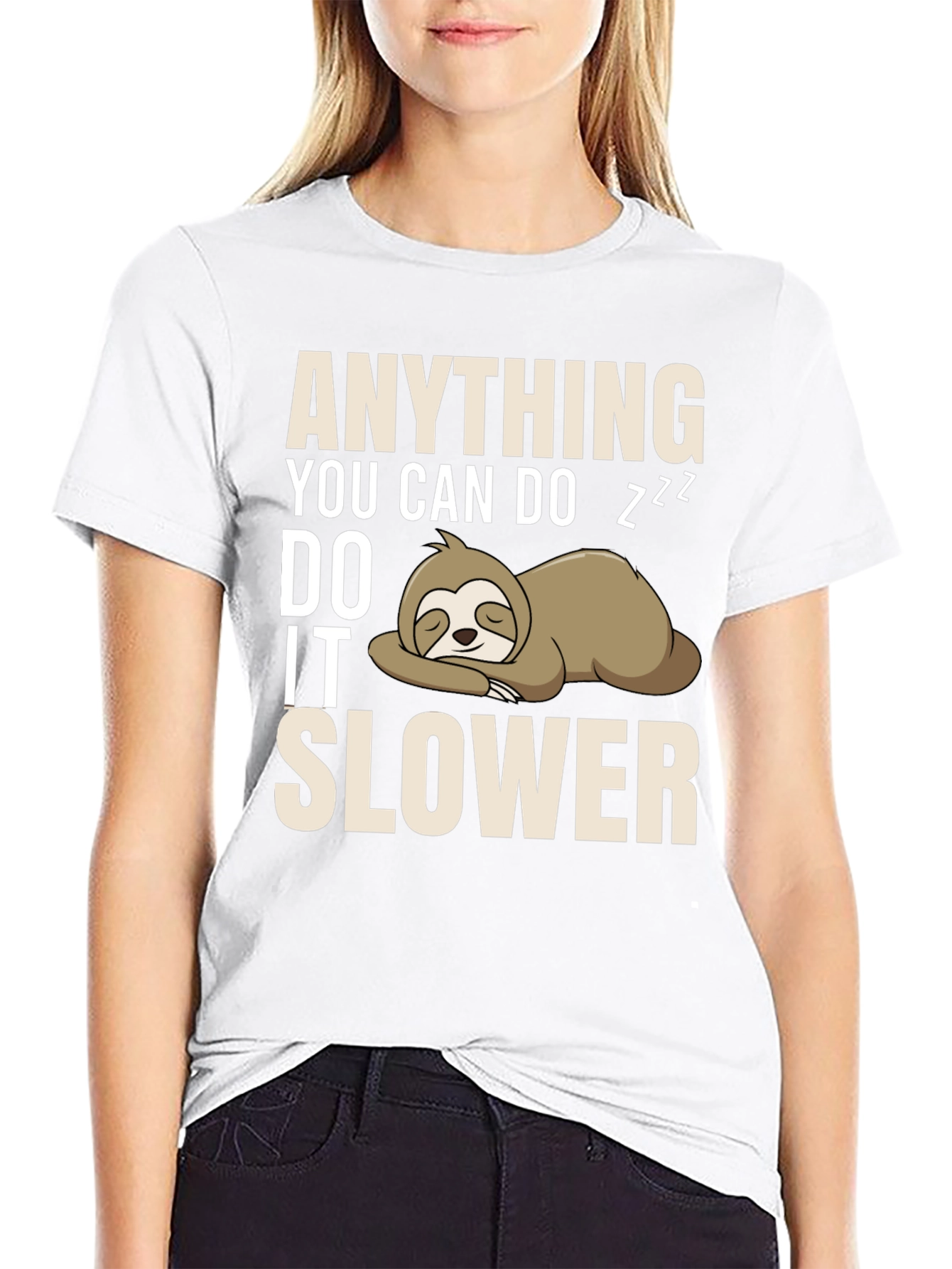 Black Anything You Can Do I Can Do It Slower Sloth T-Shirt view 9