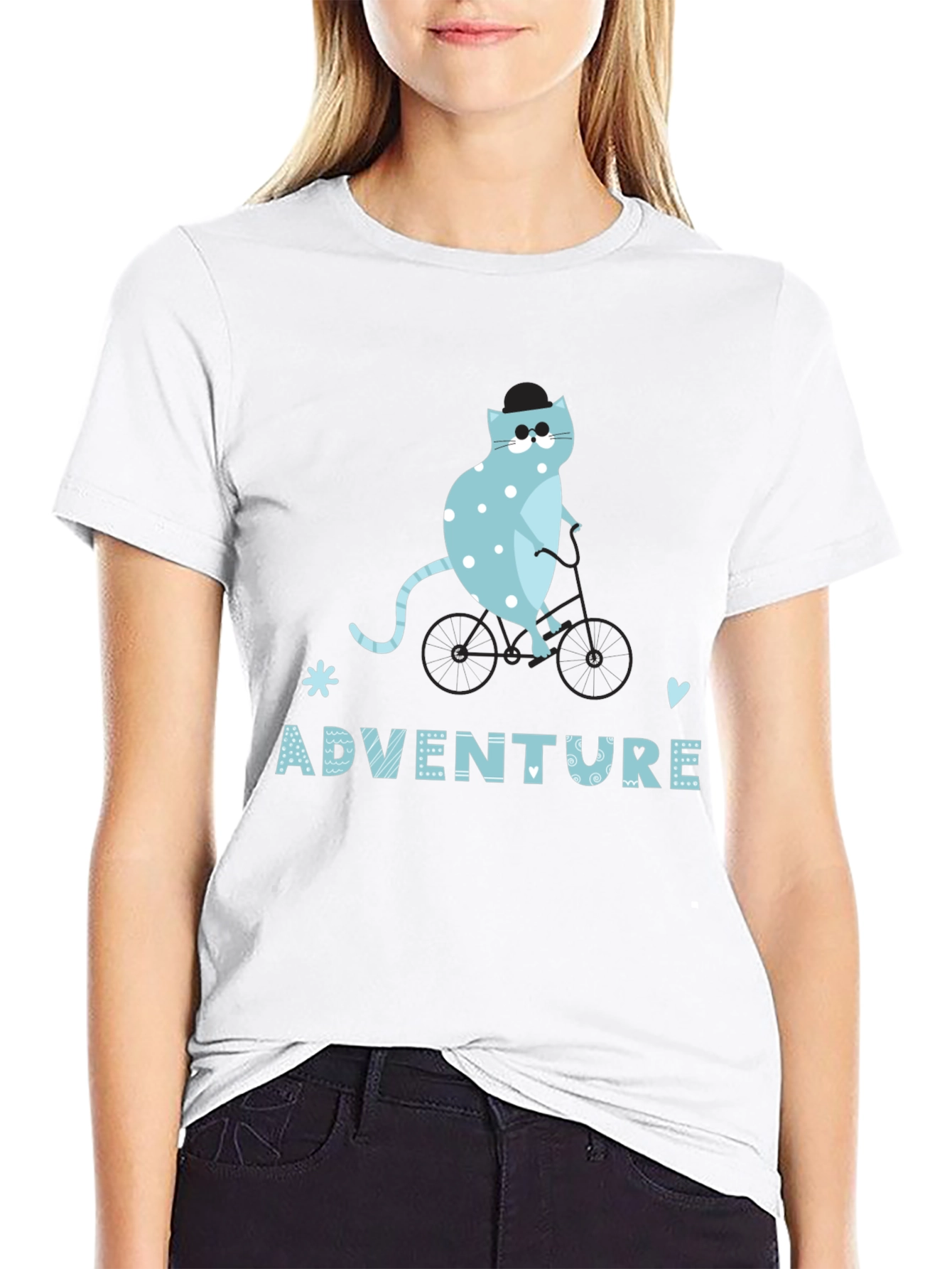 Black Adventure Cat Graphic Tee - Black Unisex T-Shirt view 9
