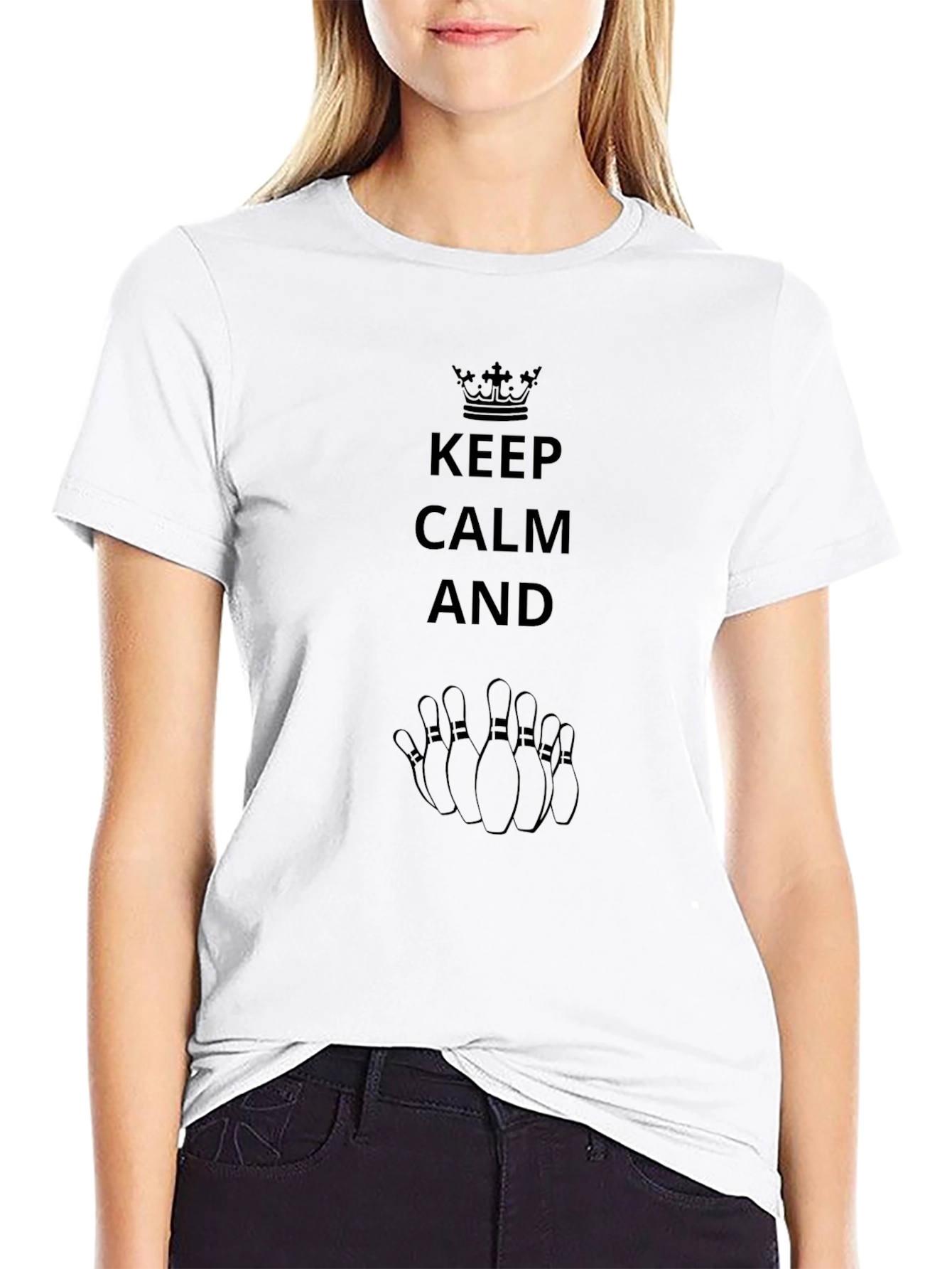 Black Keep Calm and Bowl T-Shirt - Classic Comfort Tee view 9