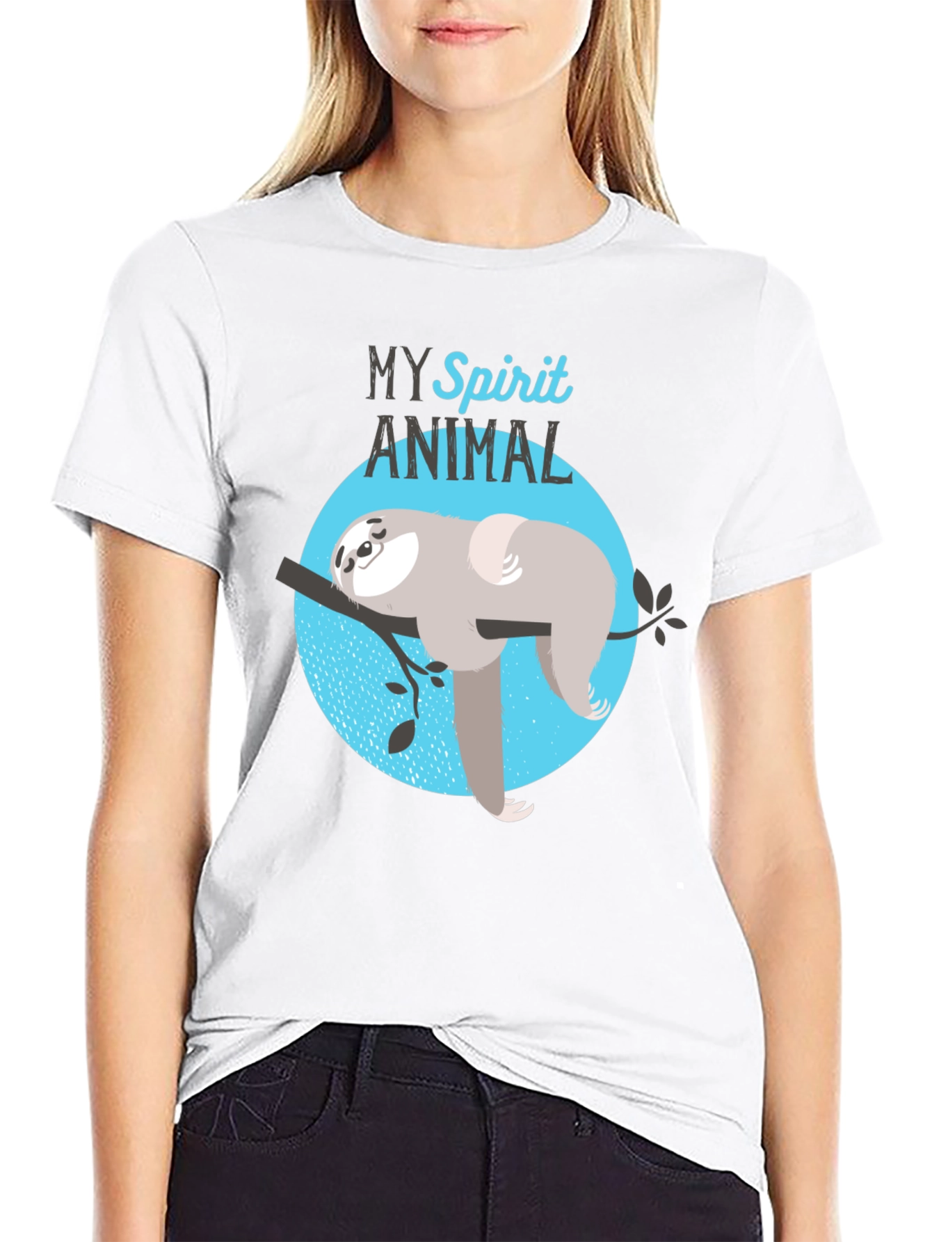 Black My Spirit Animal Sloth Graphic T-Shirt view 9