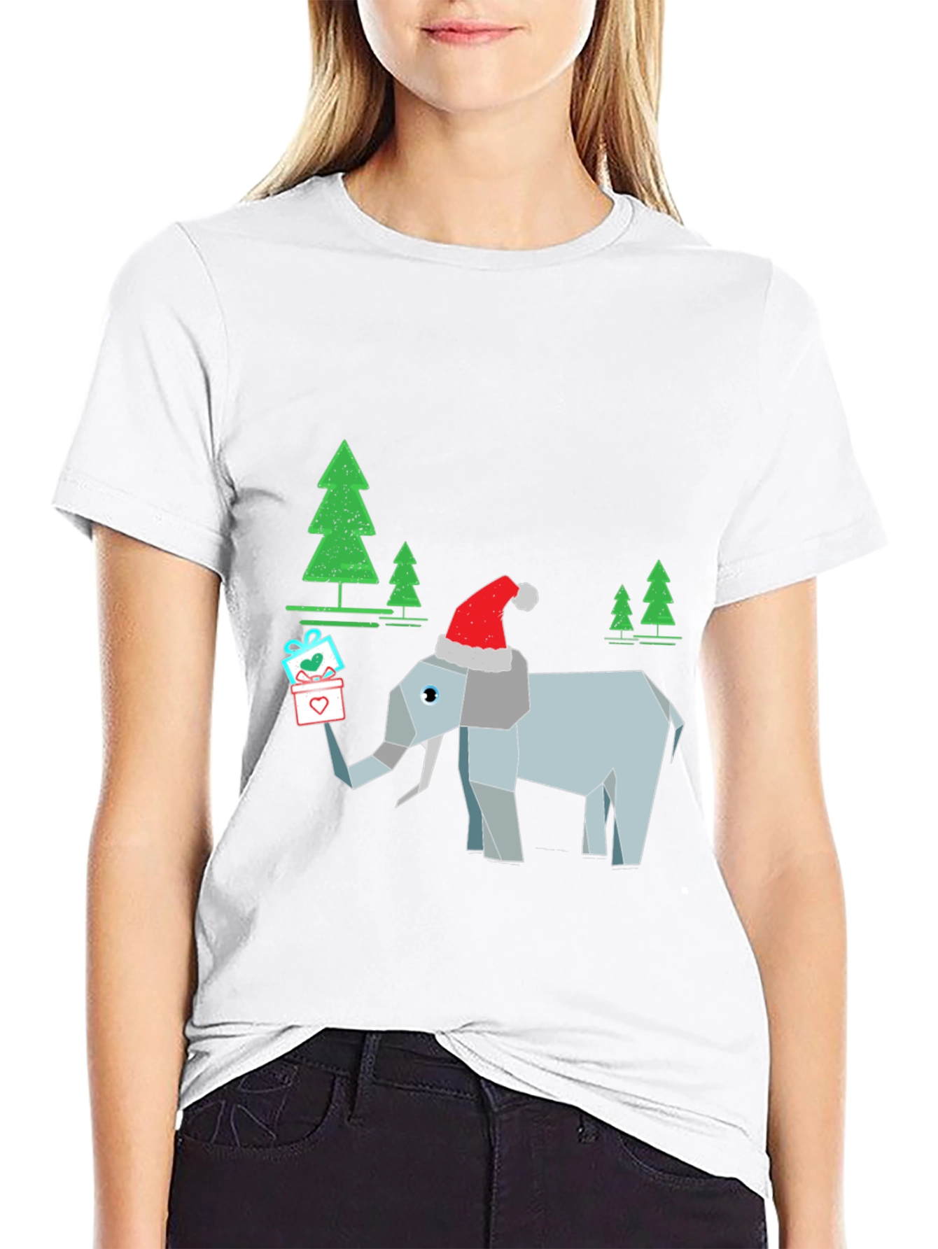 Black Festive Elephant Christmas T-Shirt view 9