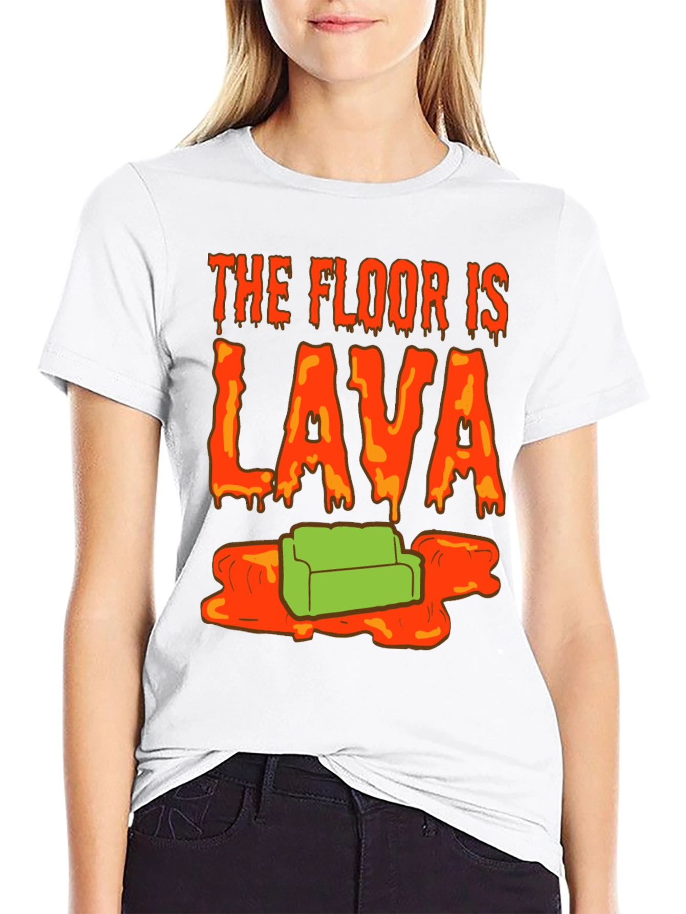 Black The Floor is Lava T-Shirt - Novelty Graphic Tee view 9