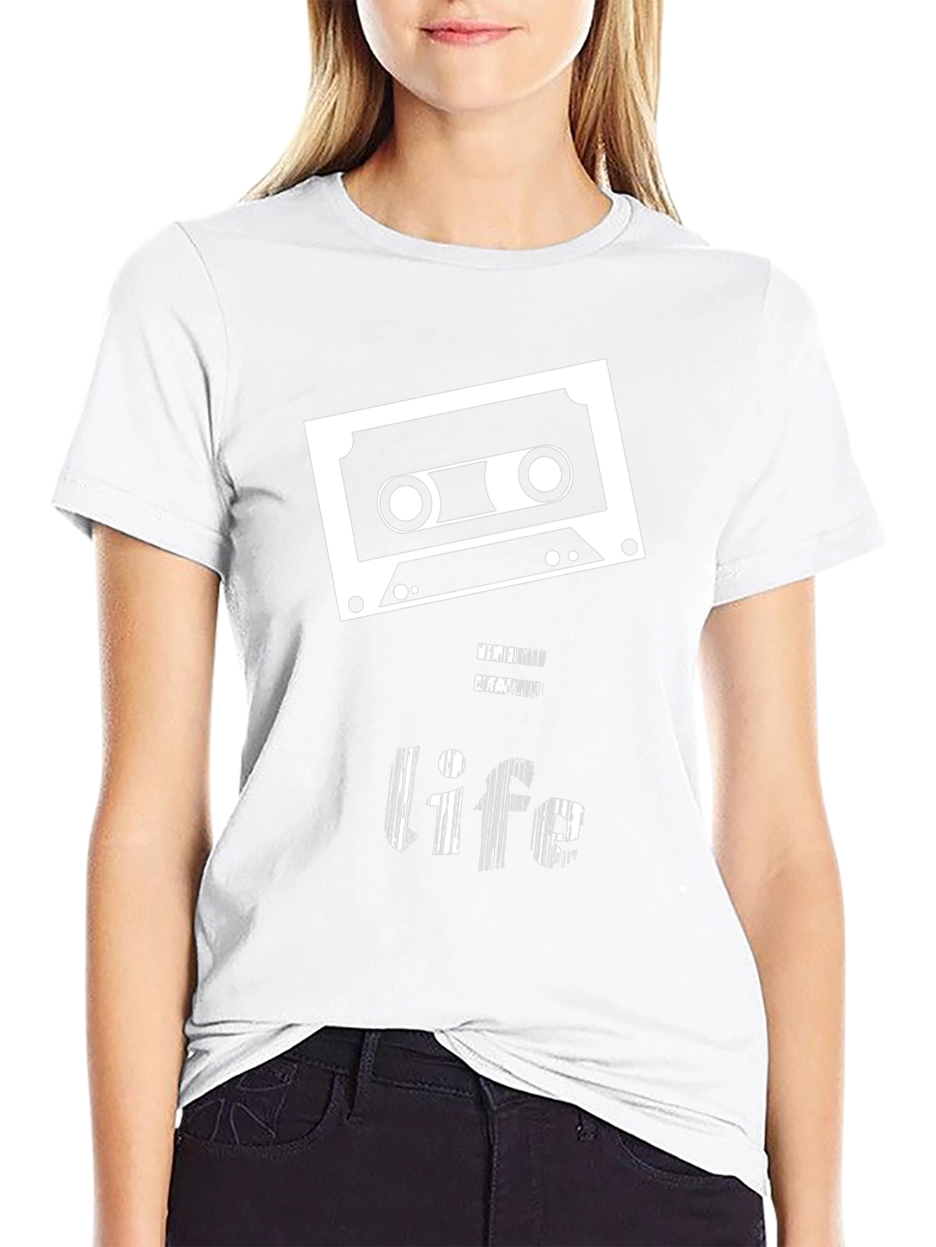 Black Retro Cassette Tape "Life" Graphic Tee view 9
