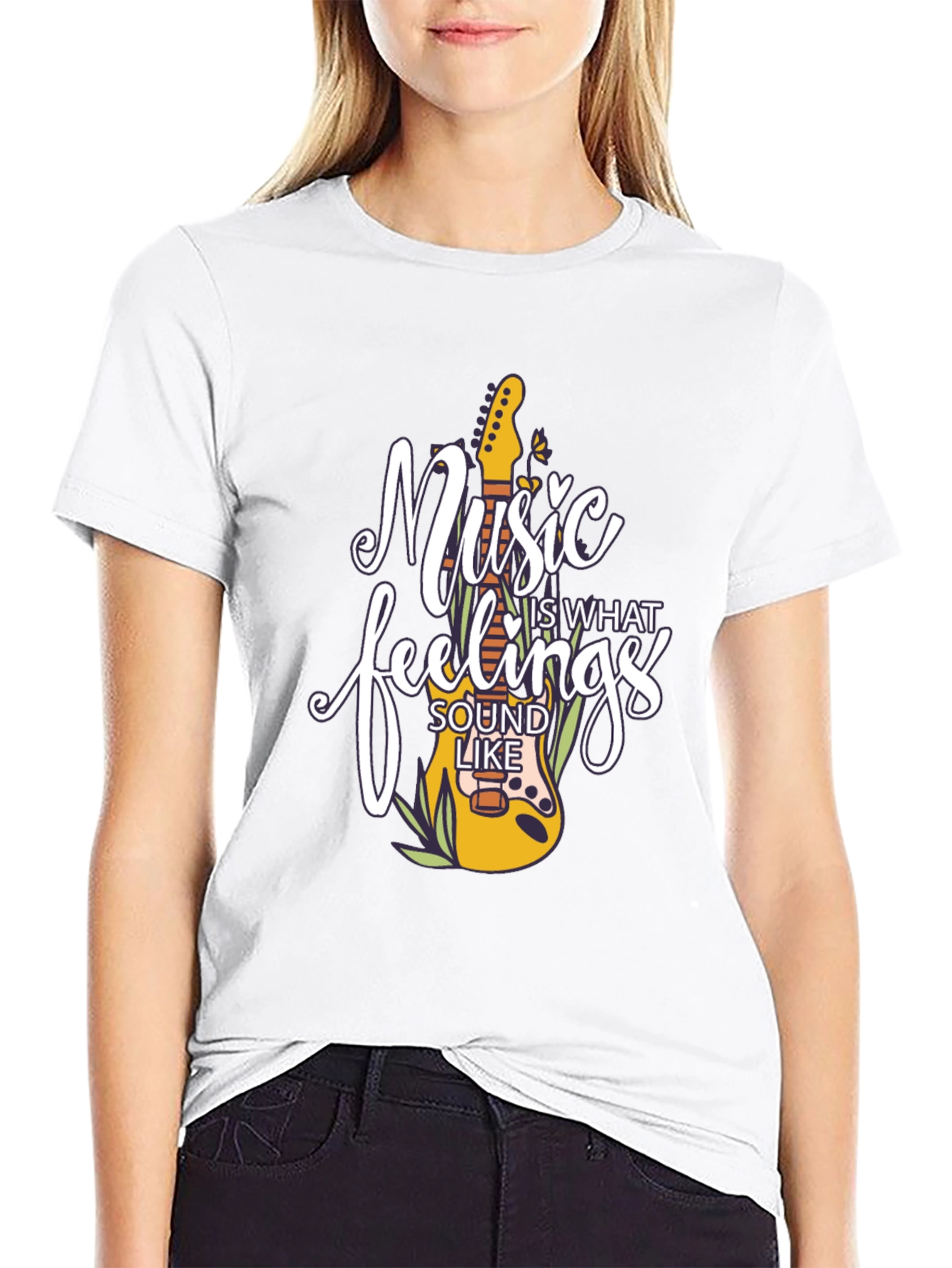 Black Music Is What Feelings Sound Like Black Graphic Tee view 9