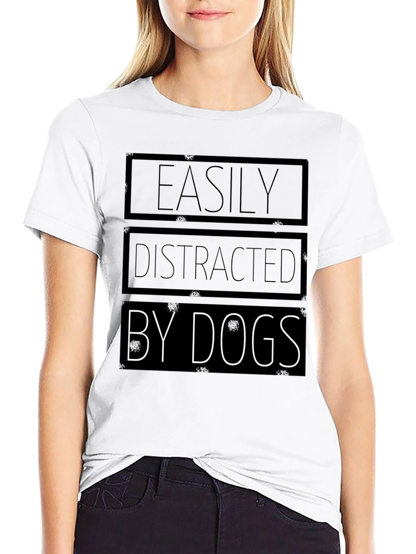 Black Easily Distracted by Dogs - Graphic T-Shirt view 9