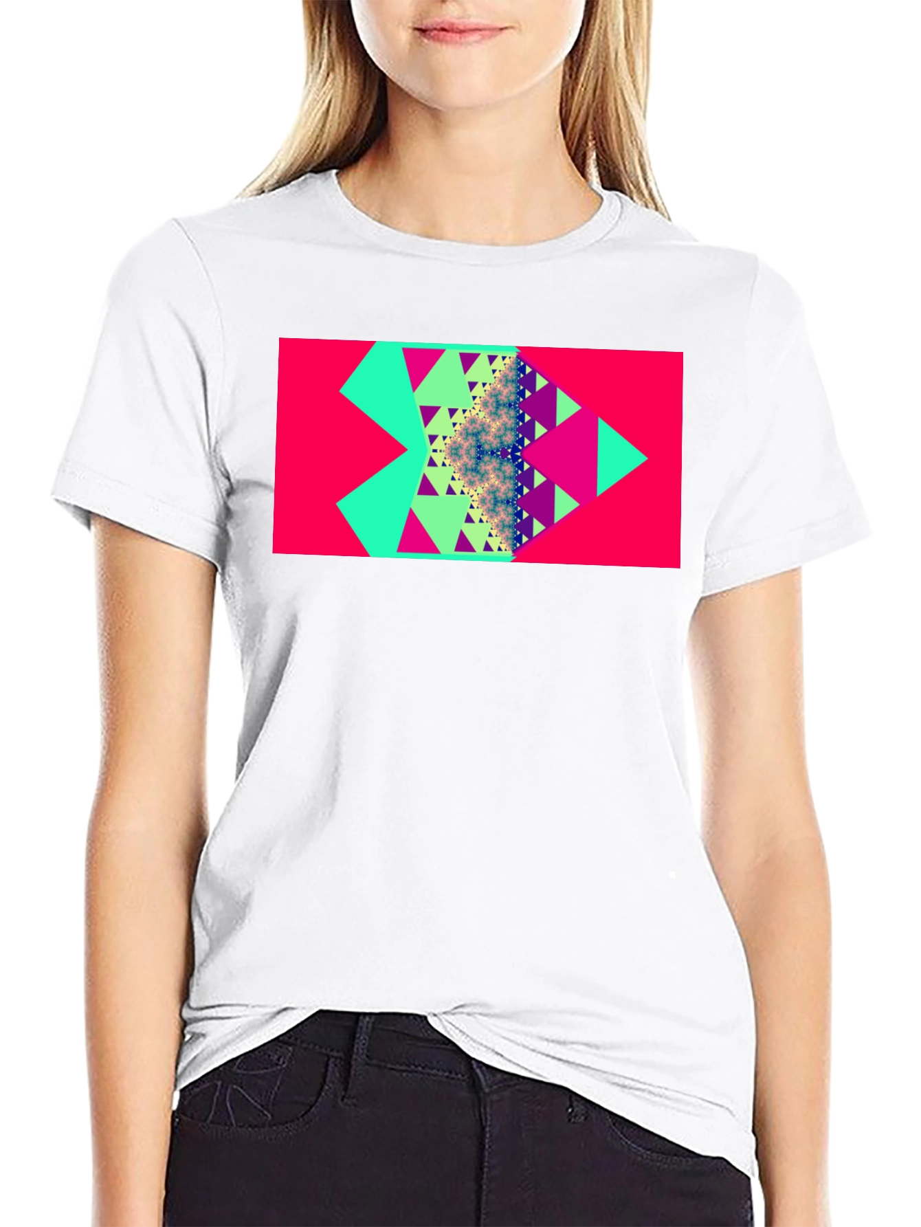 Geometric Triangle Fractal Graphic Tee - Modern Design - 9