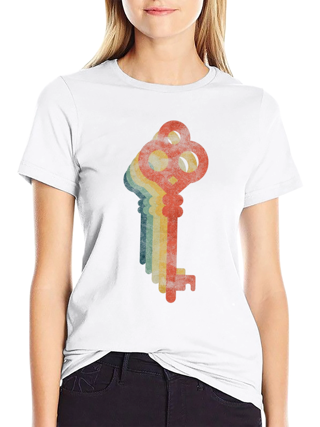 Black Retro Key Graphic T-Shirt - Vintage Style Tee view 9