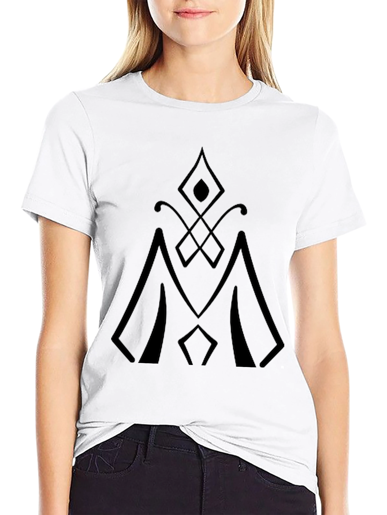 Black Men's Black T-Shirt with Geometric Design view 9