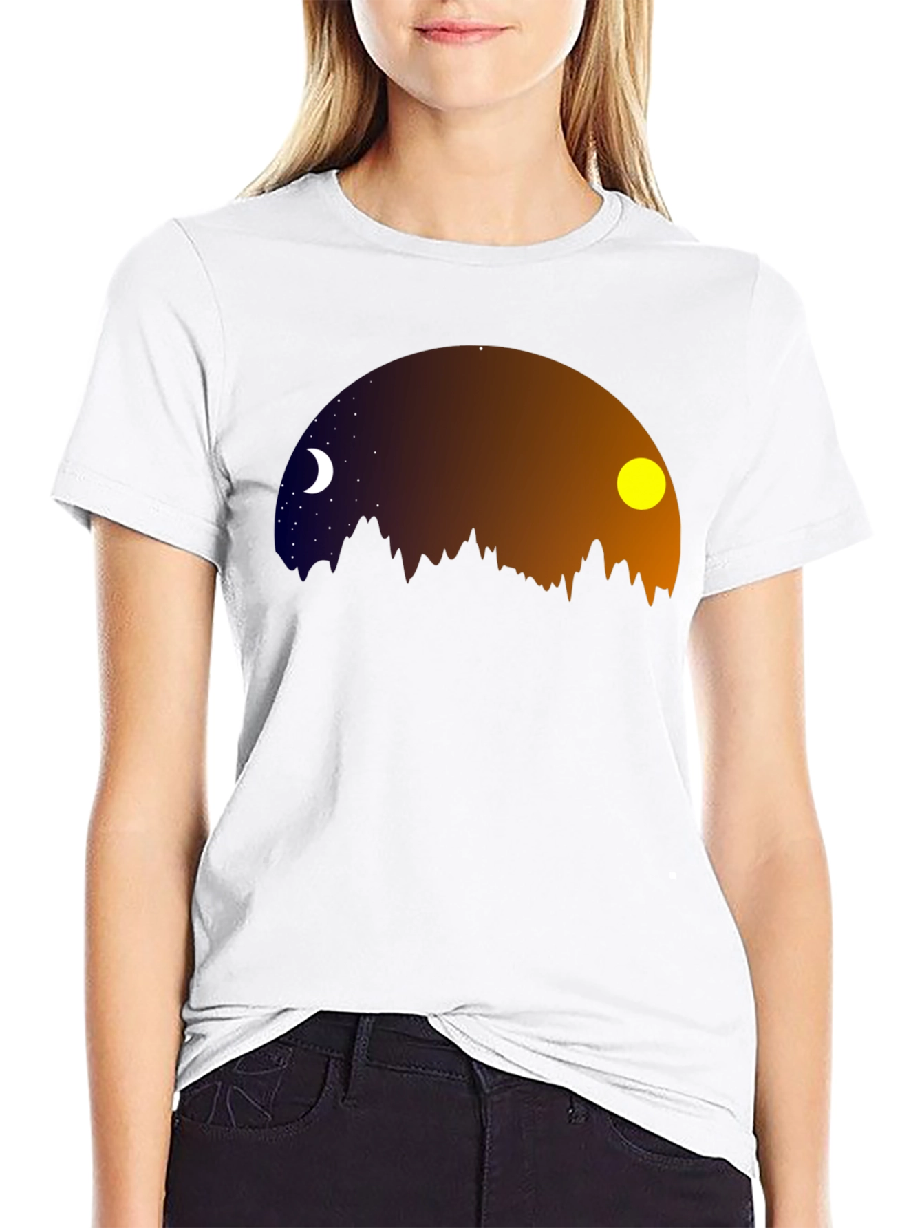 Black Night & Day Mountainscape Graphic Tee view 9