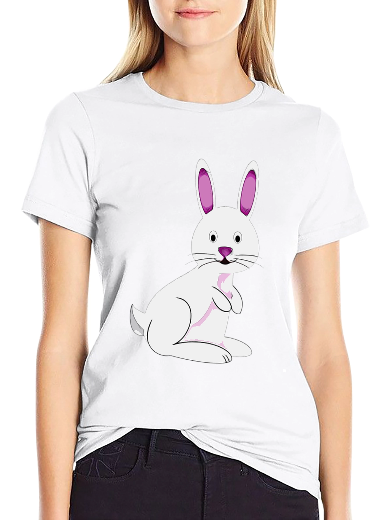 Easter Bunny Graphic Tee - Black Cotton Blend - 9