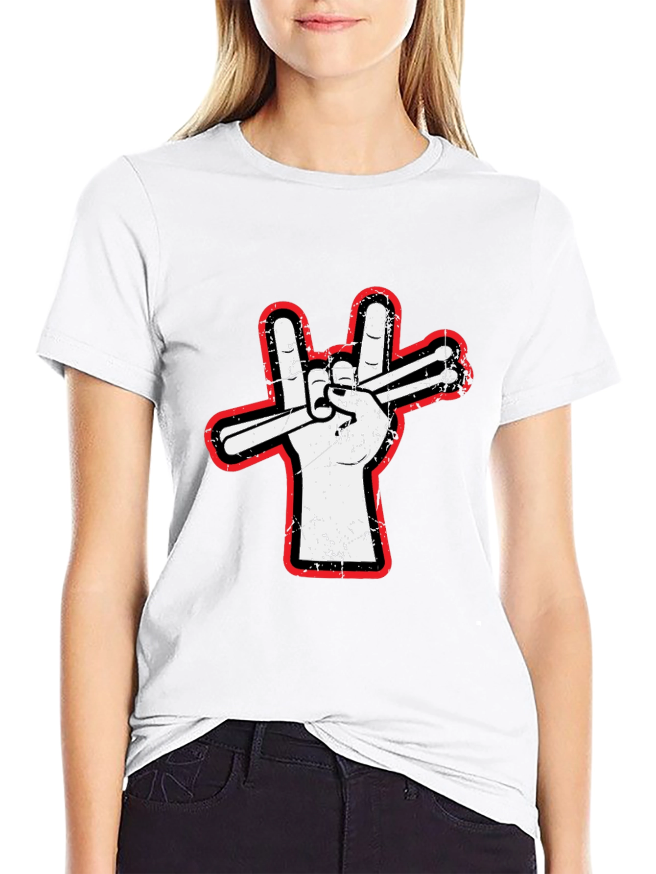 Black Drummer Peace Sign T-Shirt - Rock On! view 9