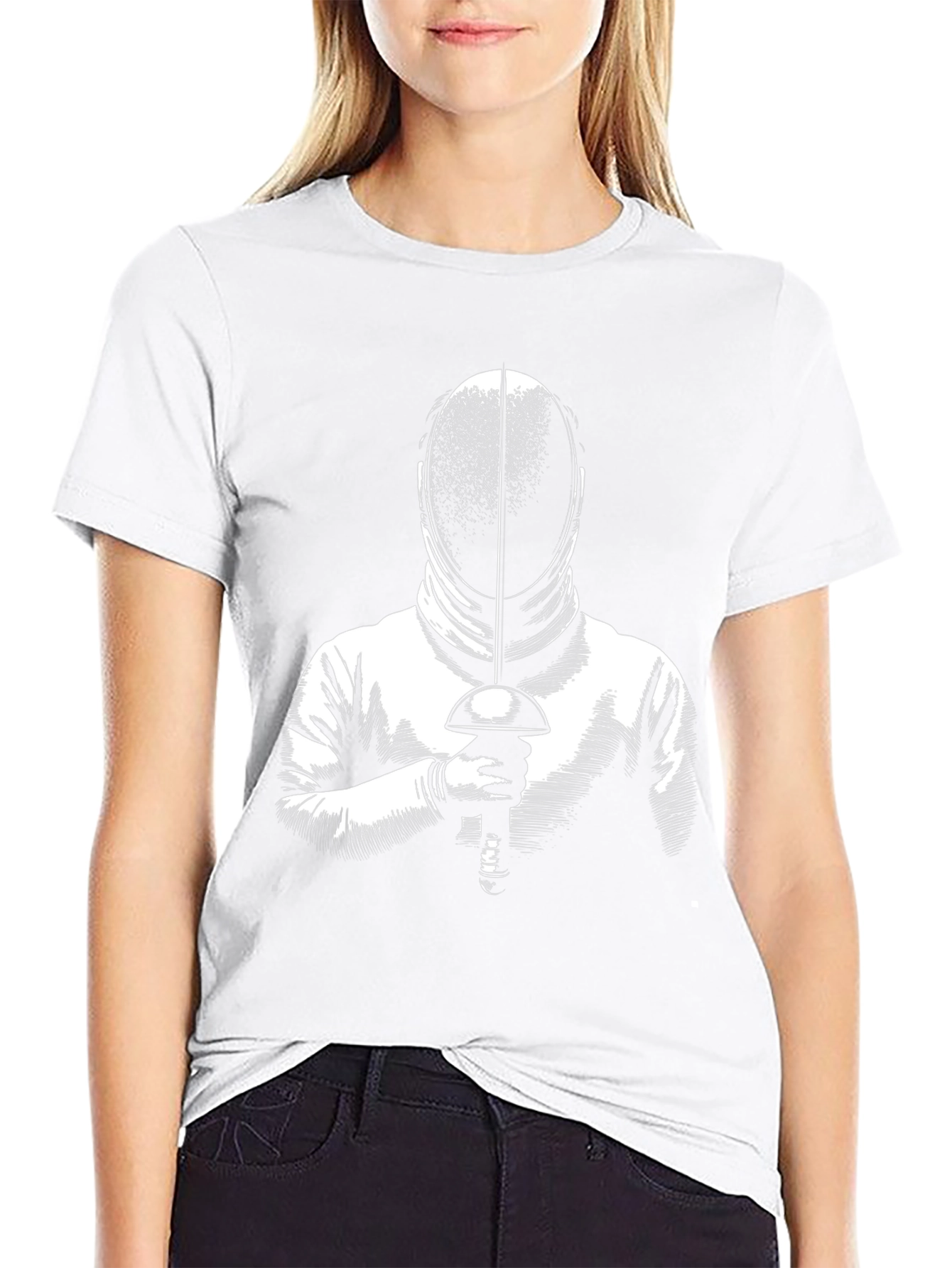 Black Fencing T-Shirt - Foil Duel Design view 9