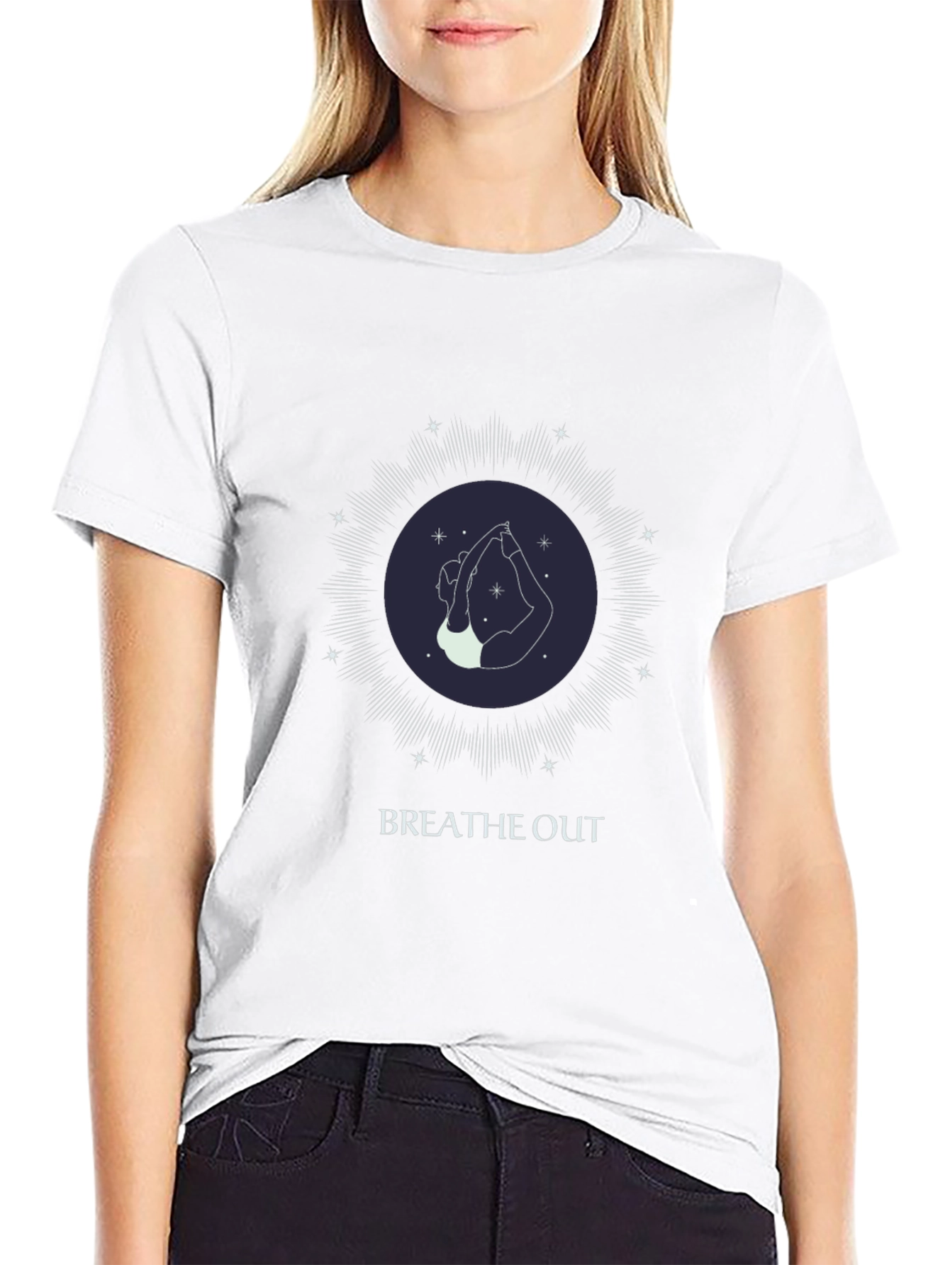Black Breathe Out Yoga T-Shirt - Unisex Graphic Tee view 9