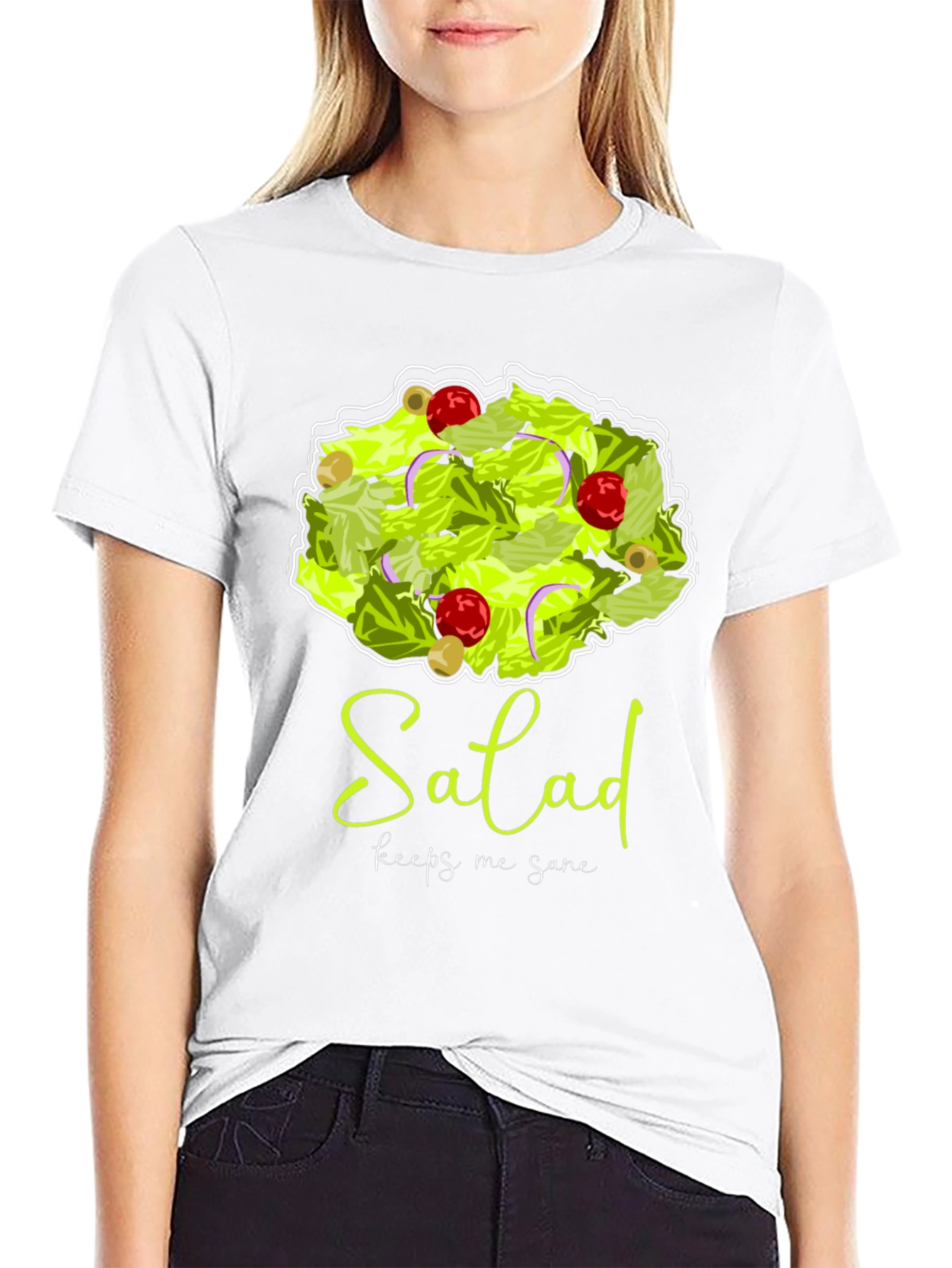 Black Salad Keeps Me Sane Graphic T-Shirt view 9