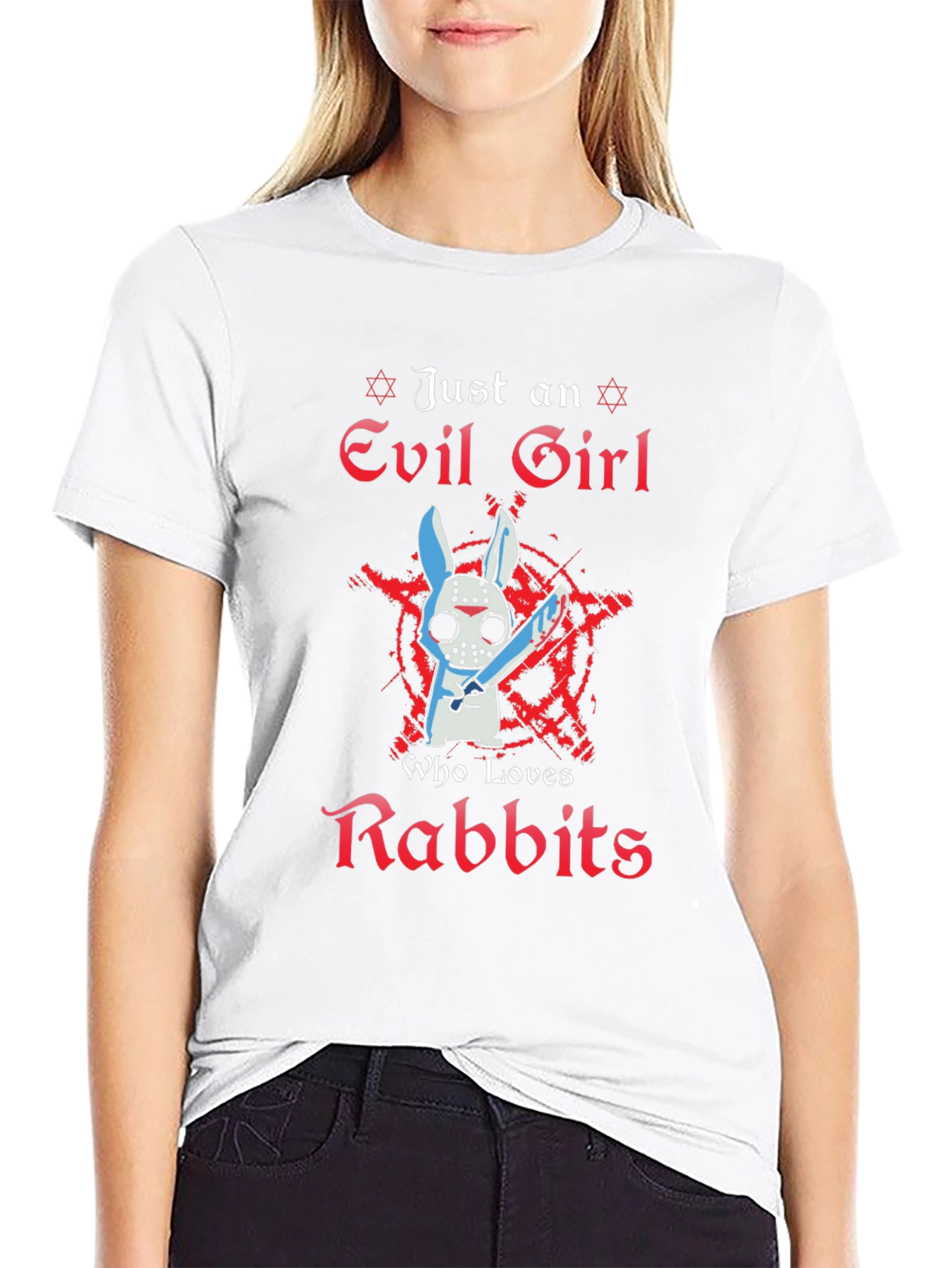 Black Evil Girl Rabbit T-Shirt view 9
