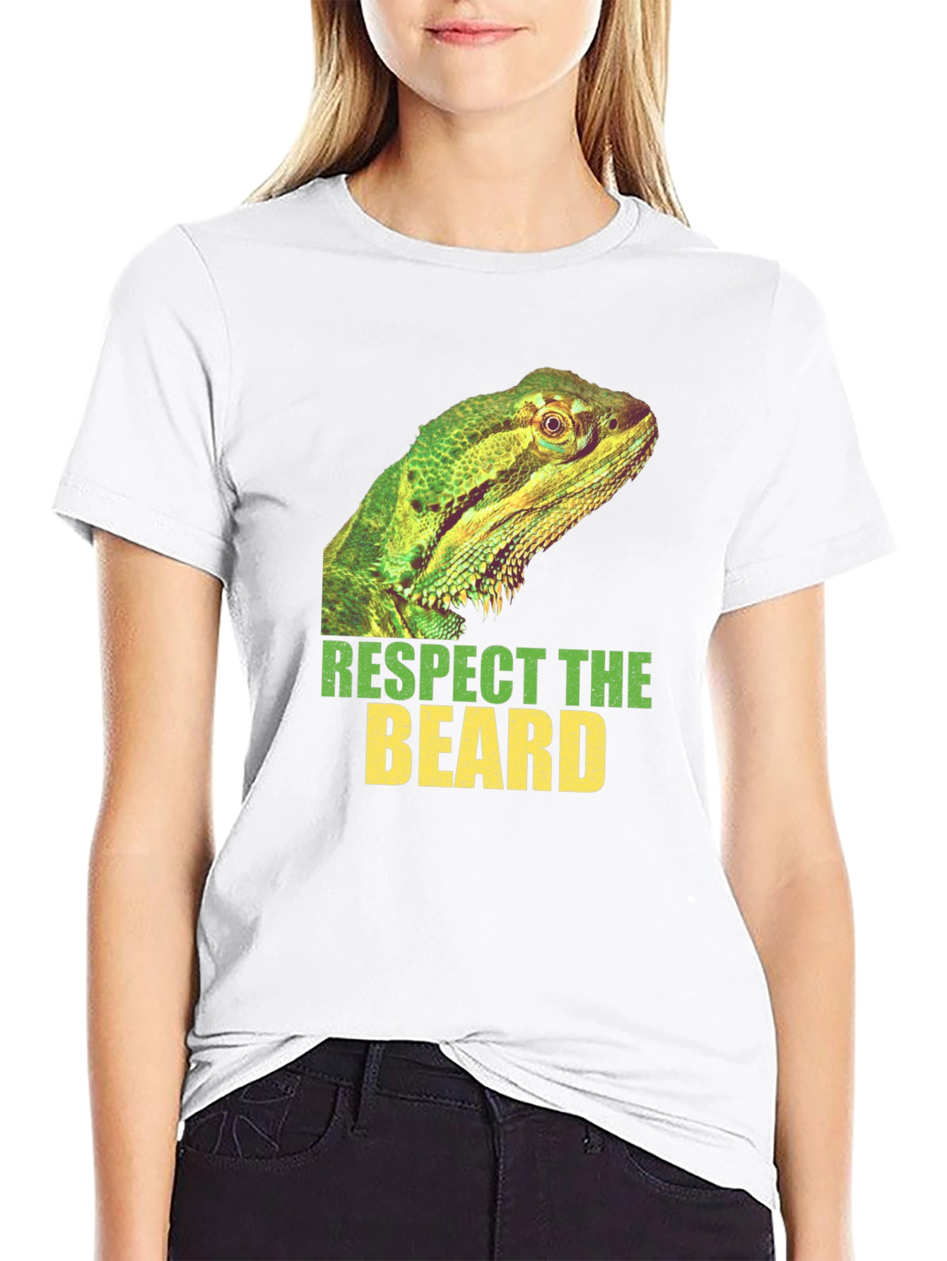 Black Respect The Beard Lizard Graphic T-Shirt view 9