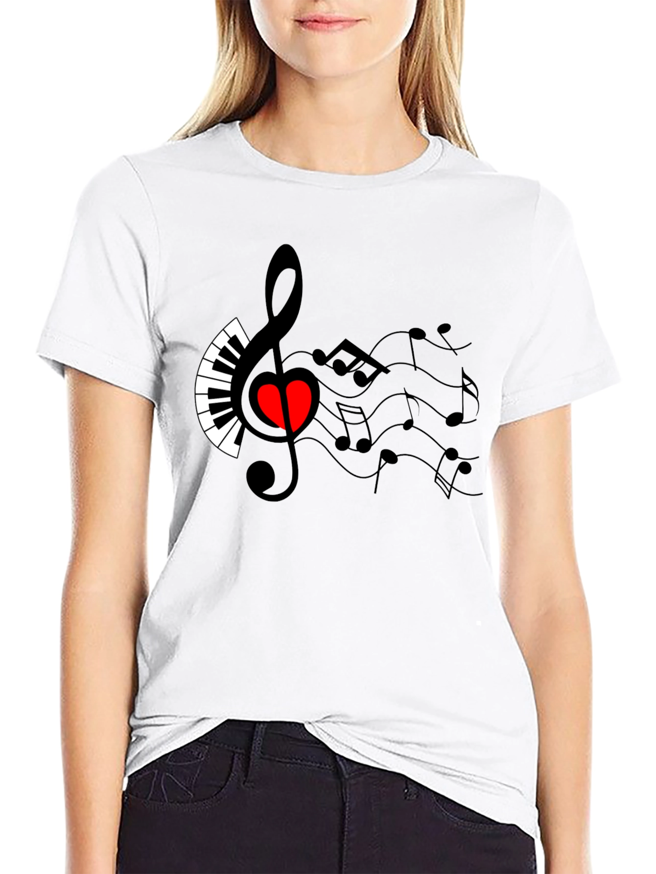 Black Musical Heart T-Shirt - Express Your Passion view 9