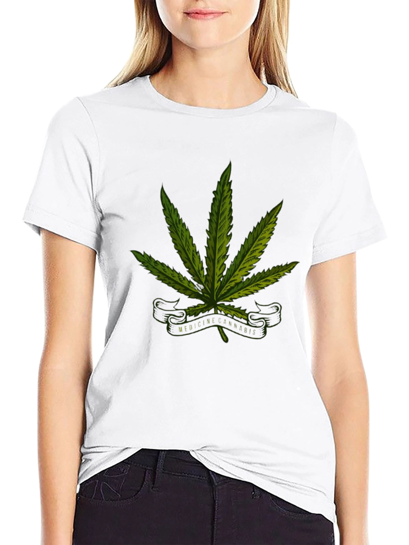 Black Cannabis Medicine Graphic Black T-Shirt view 9