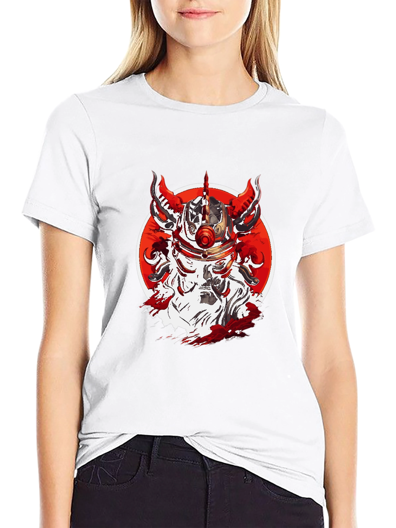 Black Red Horned Warrior T-Shirt view 9