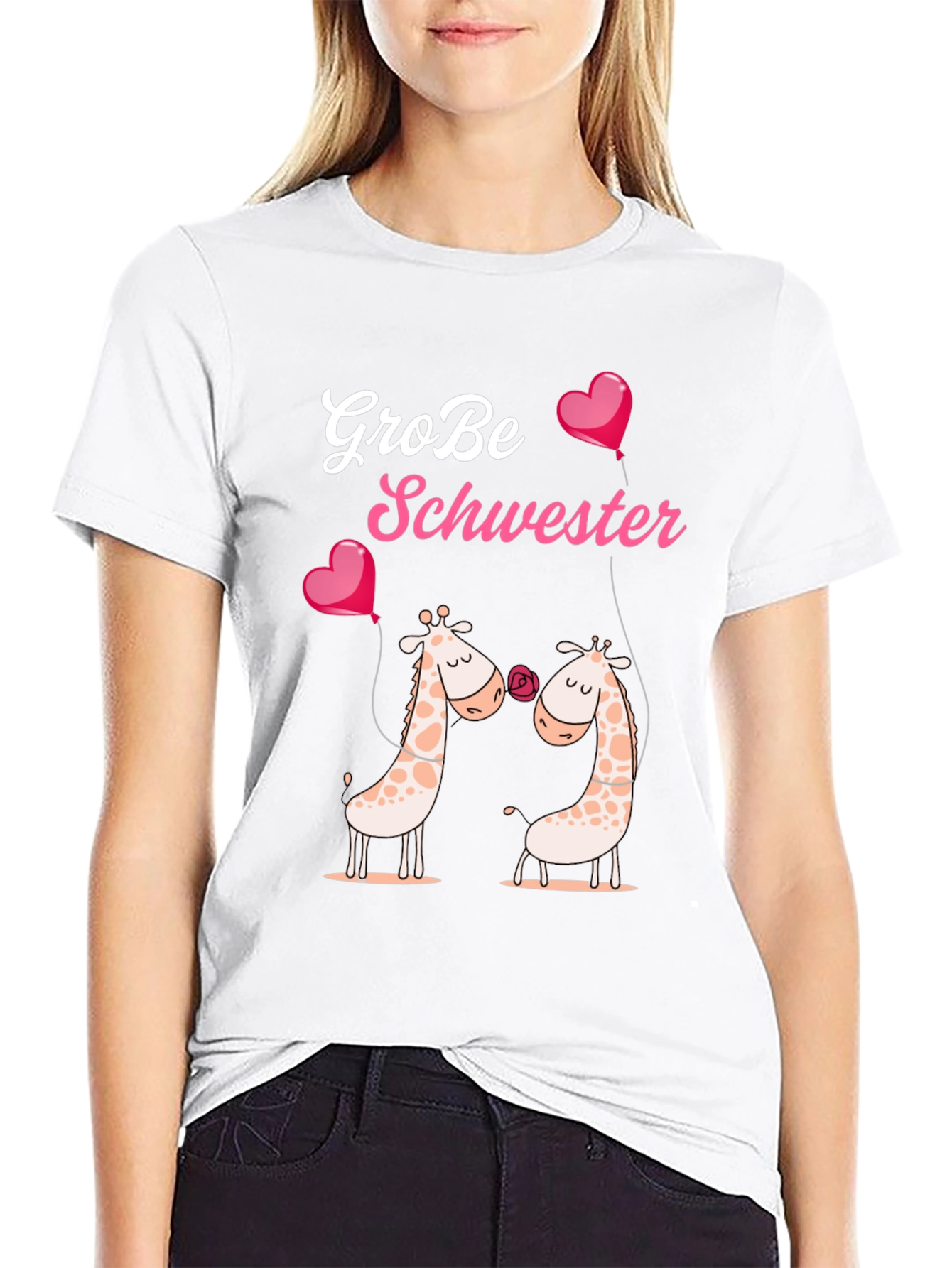 Black Große Schwester Giraffe T-Shirt view 9