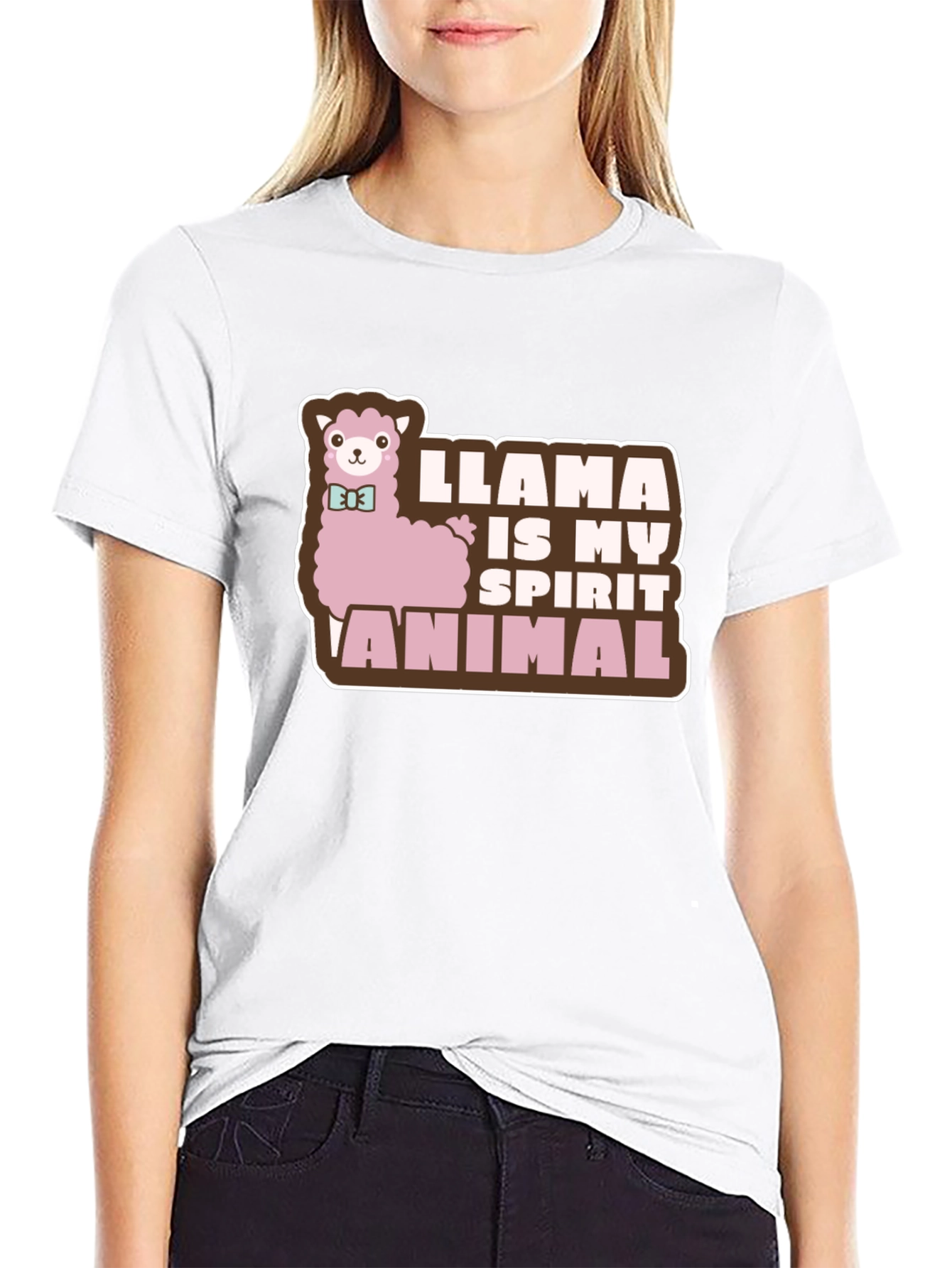 Black Llama is My Spirit Animal T-Shirt - Black Cotton Tee view 9