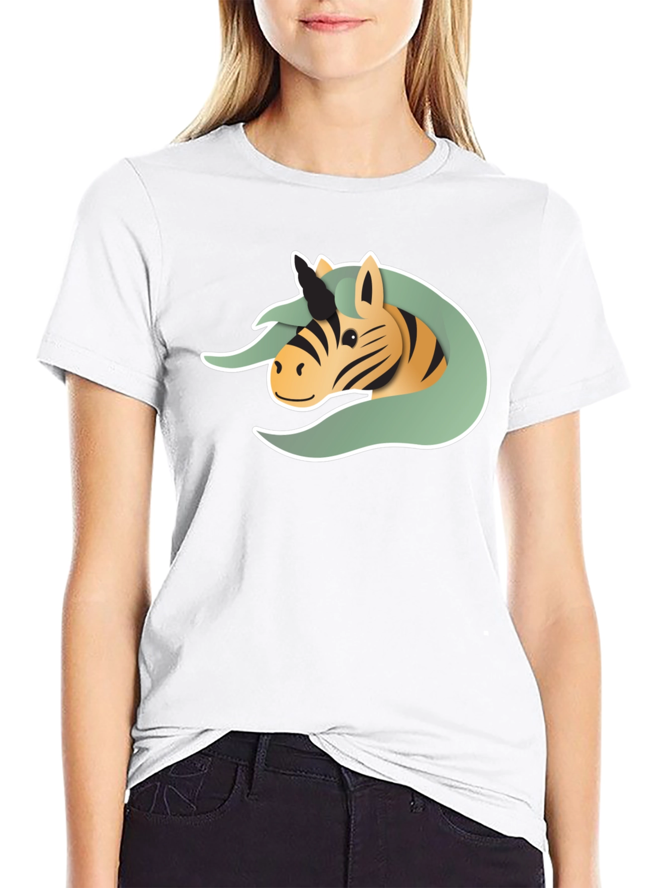 Black Unicorn Zebra Graphic Tee - Black Cotton T-Shirt view 9