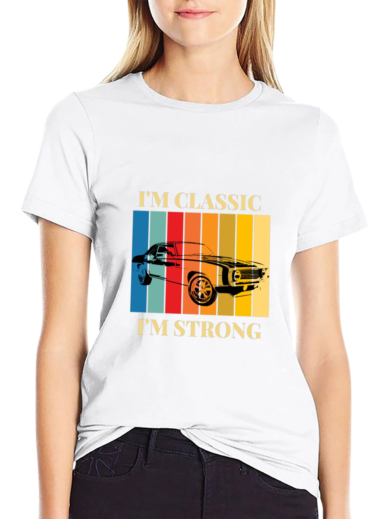 Black Classic Car T-Shirt - Retro Stripes & Bold Statement view 9