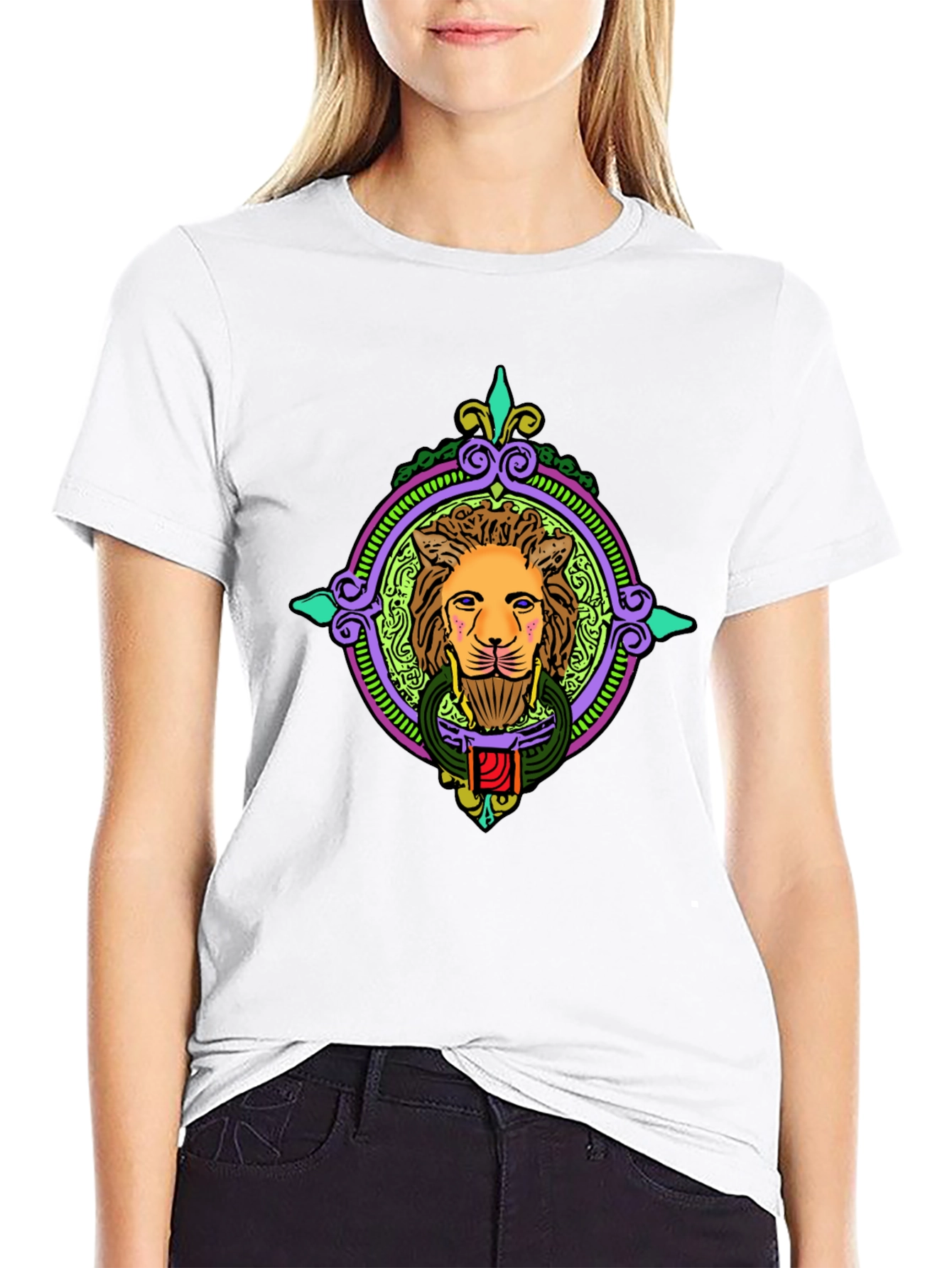 Black Lion Door Knocker Graphic Tee - Bold Style view 9