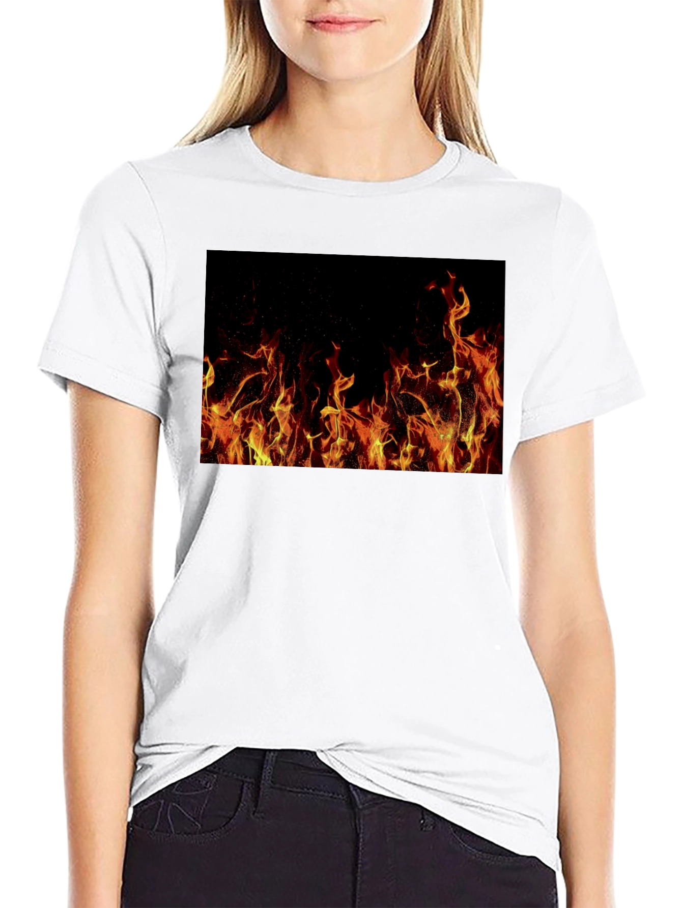 Black Inferno T-Shirt: Bold Fire Design view 9