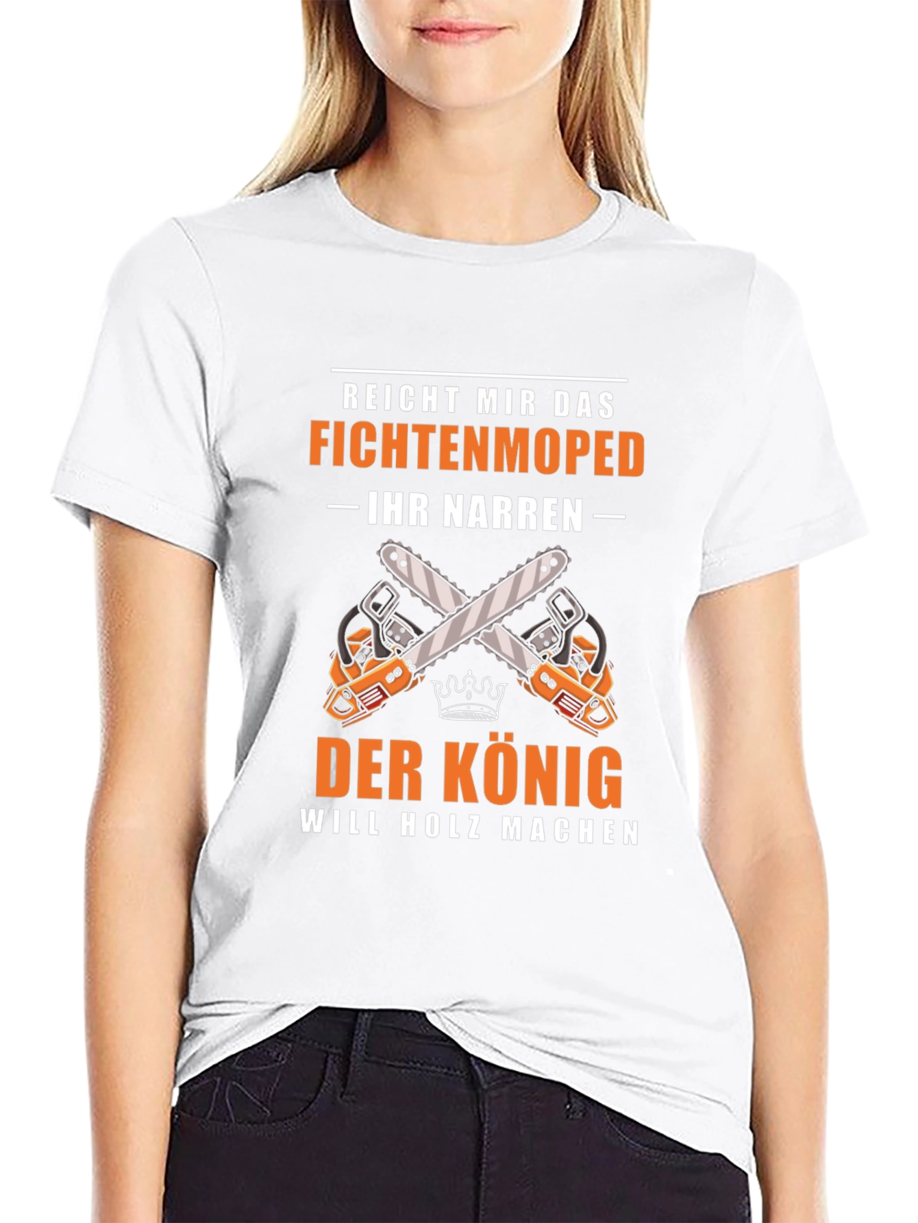 Black Fichtenmoped T-Shirt: 'The King Will Make Wood' Graphic Tee view 9