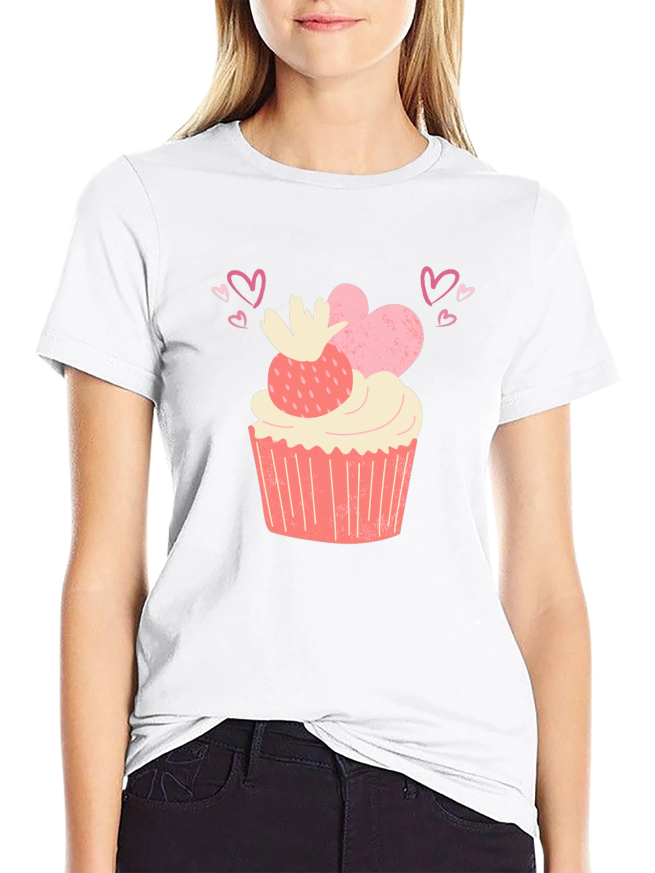 Black Sweet Treat Tee - Cupcake & Hearts Graphic T-Shirt view 9