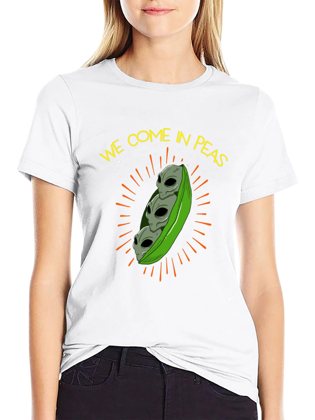 Black We Come In Peas Alien T-Shirt view 9