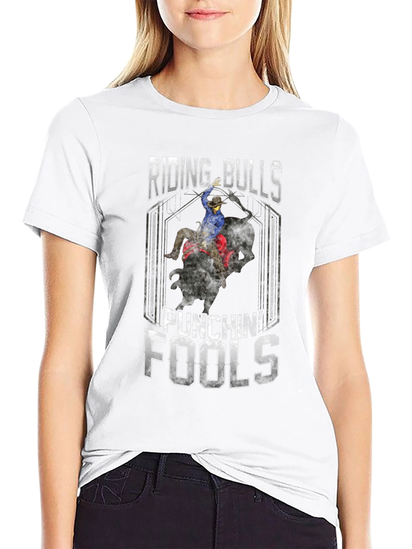 Black Riding Bulls Punchin' Fools Graphic Tee view 9
