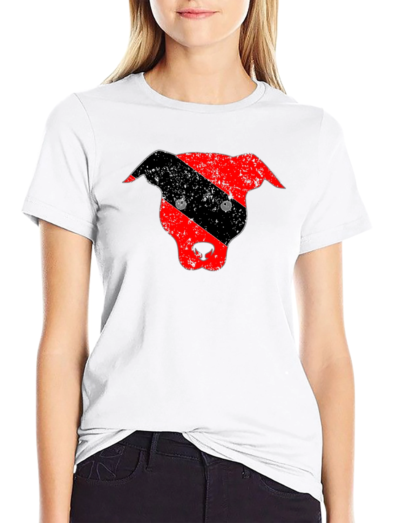 Black Distressed Pitbull Dog Head Graphic Tee view 9