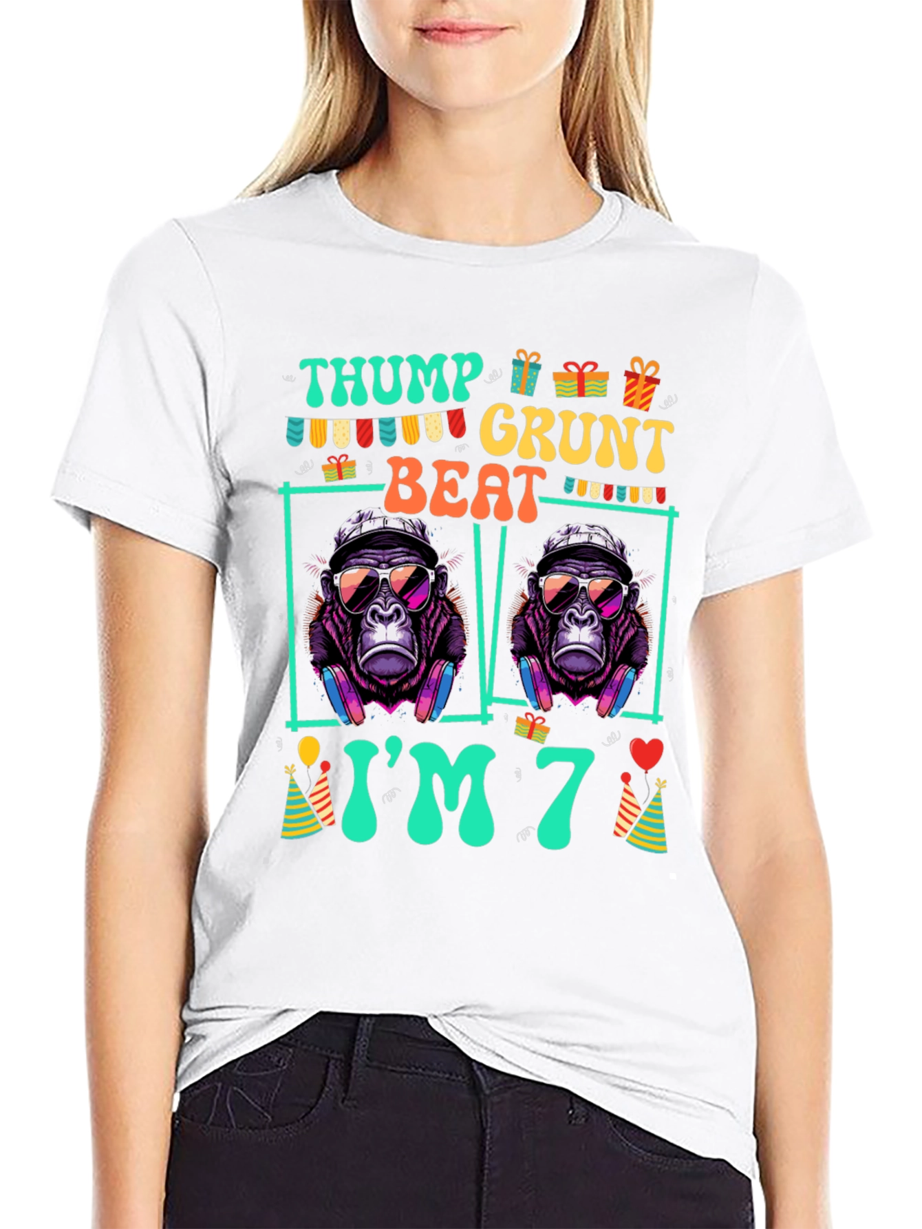 Black Thump Grunt Beat I'm 7 T-Shirt view 9