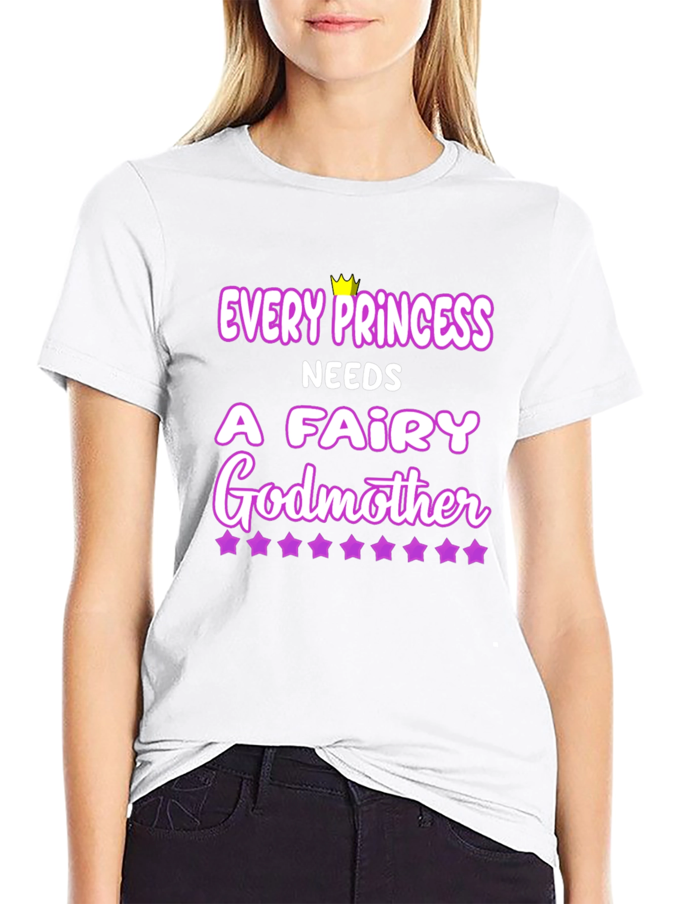 Black Every Princess Needs a Fairy Godmother Black T-Shirt view 9