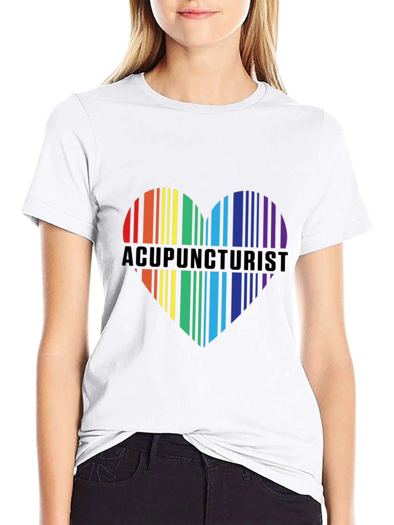 Black Acupuncturist Rainbow Heart T-Shirt view 9