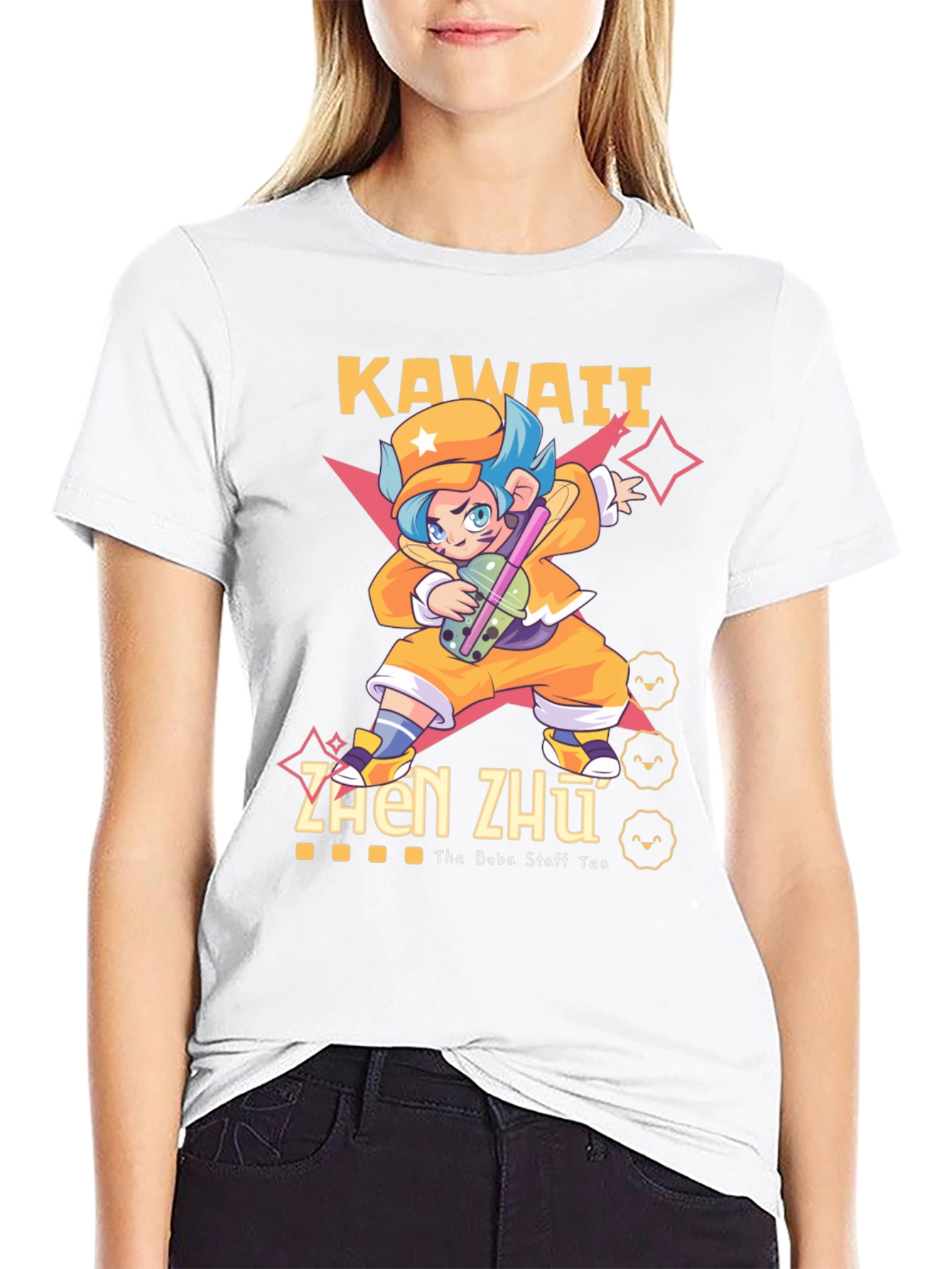 Black Kawaii Zhen Zhu Boba Tea T-Shirt view 9