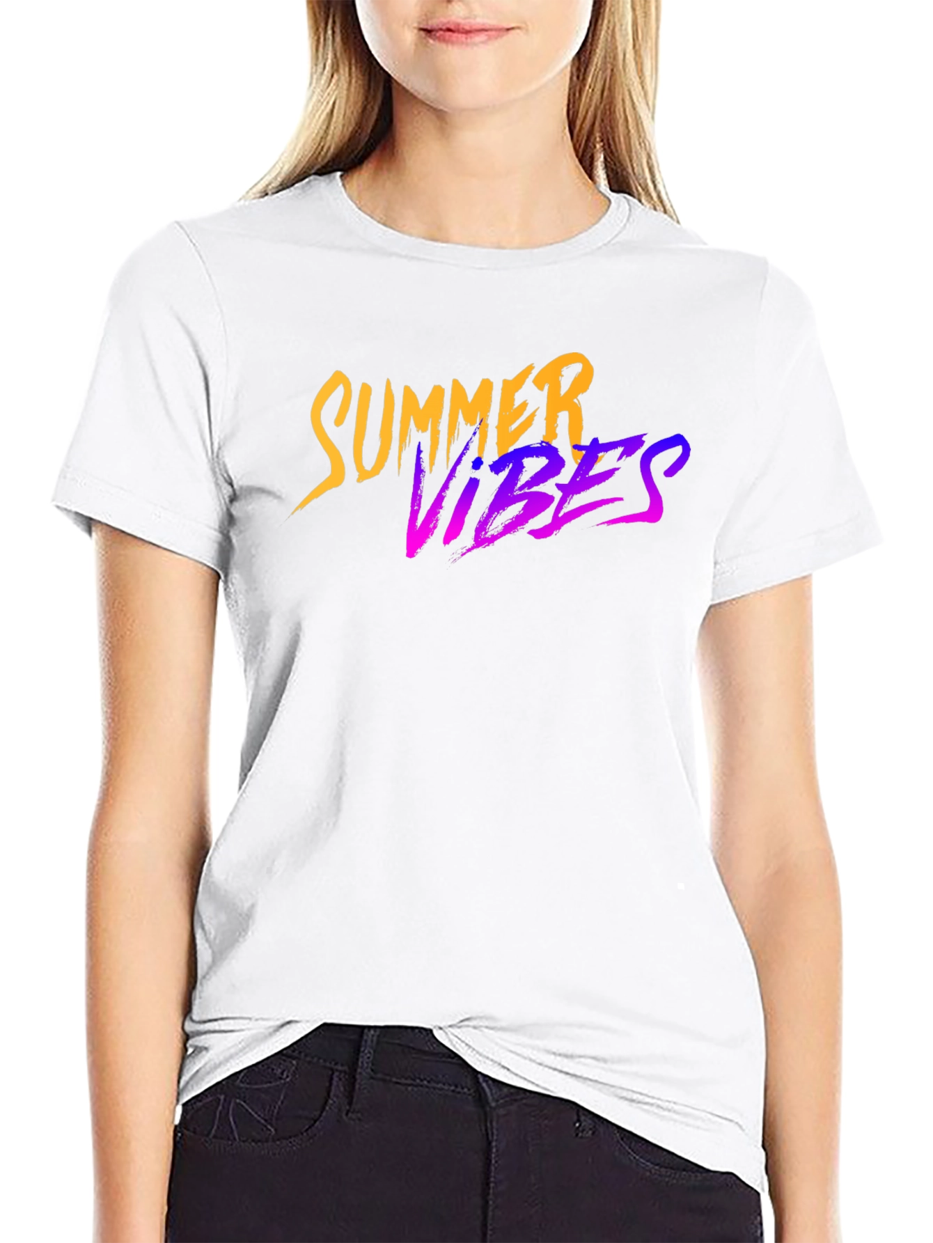Black Summer Vibes Graphic Black T-Shirt view 9