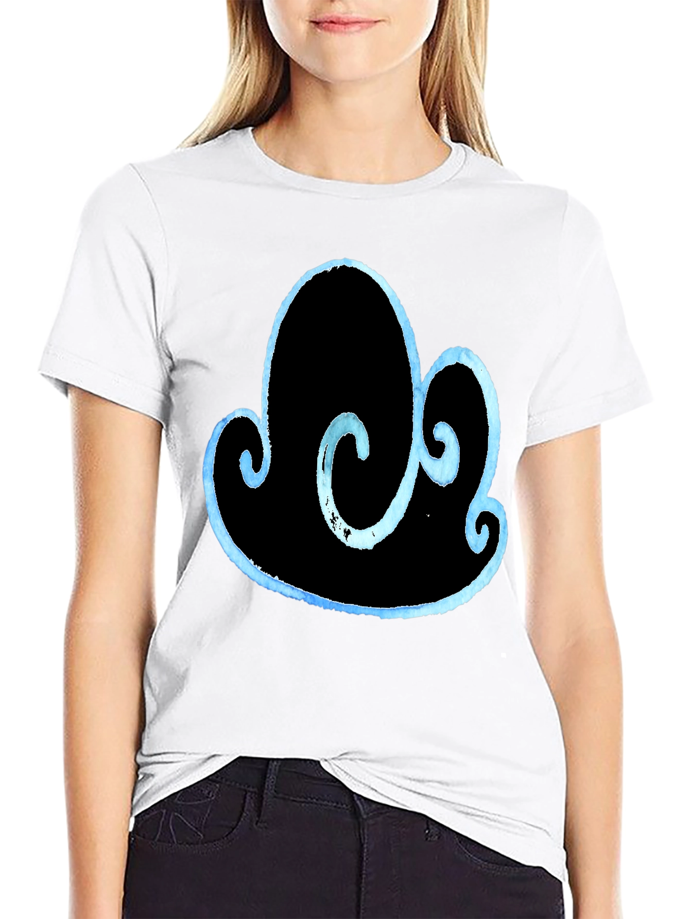 Black Abstract Cloud Design T-Shirt view 9