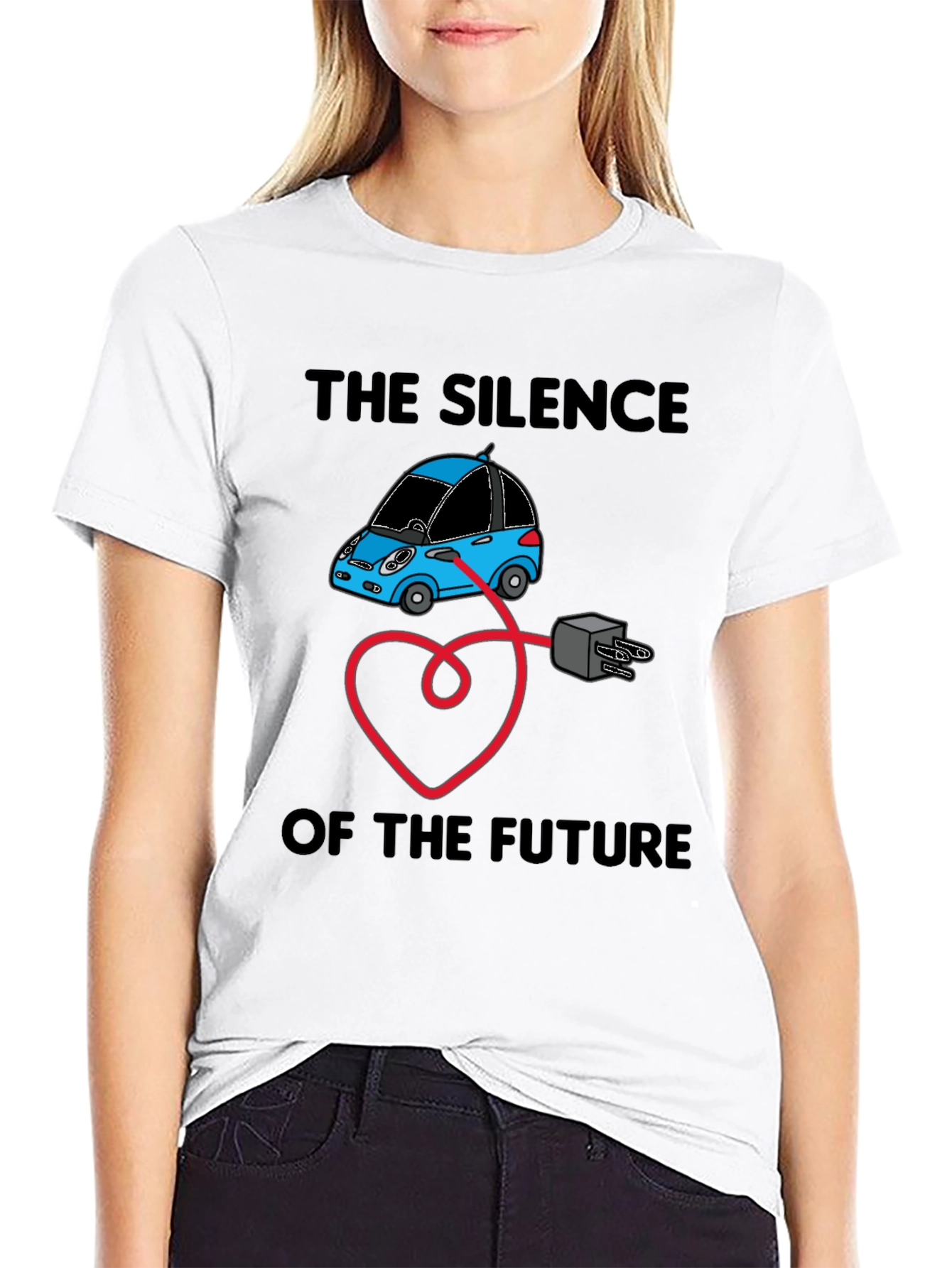 Black Electric Car T-Shirt - Silence of the Future view 9